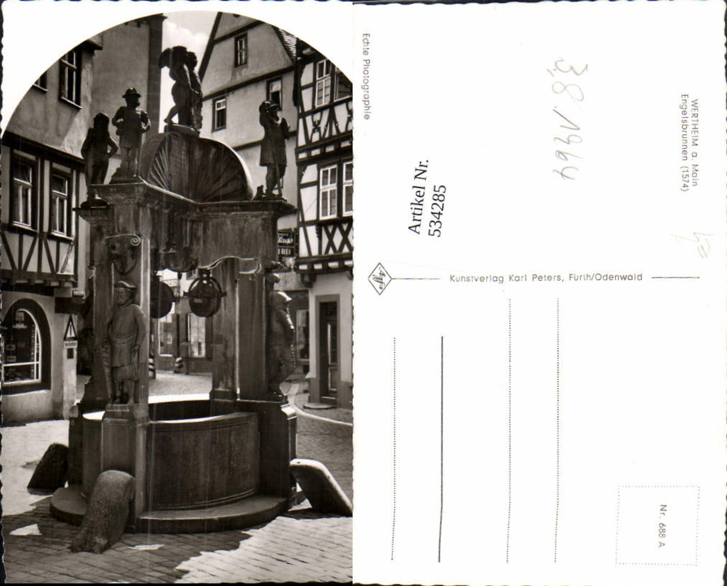 534285,Foto Ak Wertheim a. Main Engelsbrunnen Brunnen