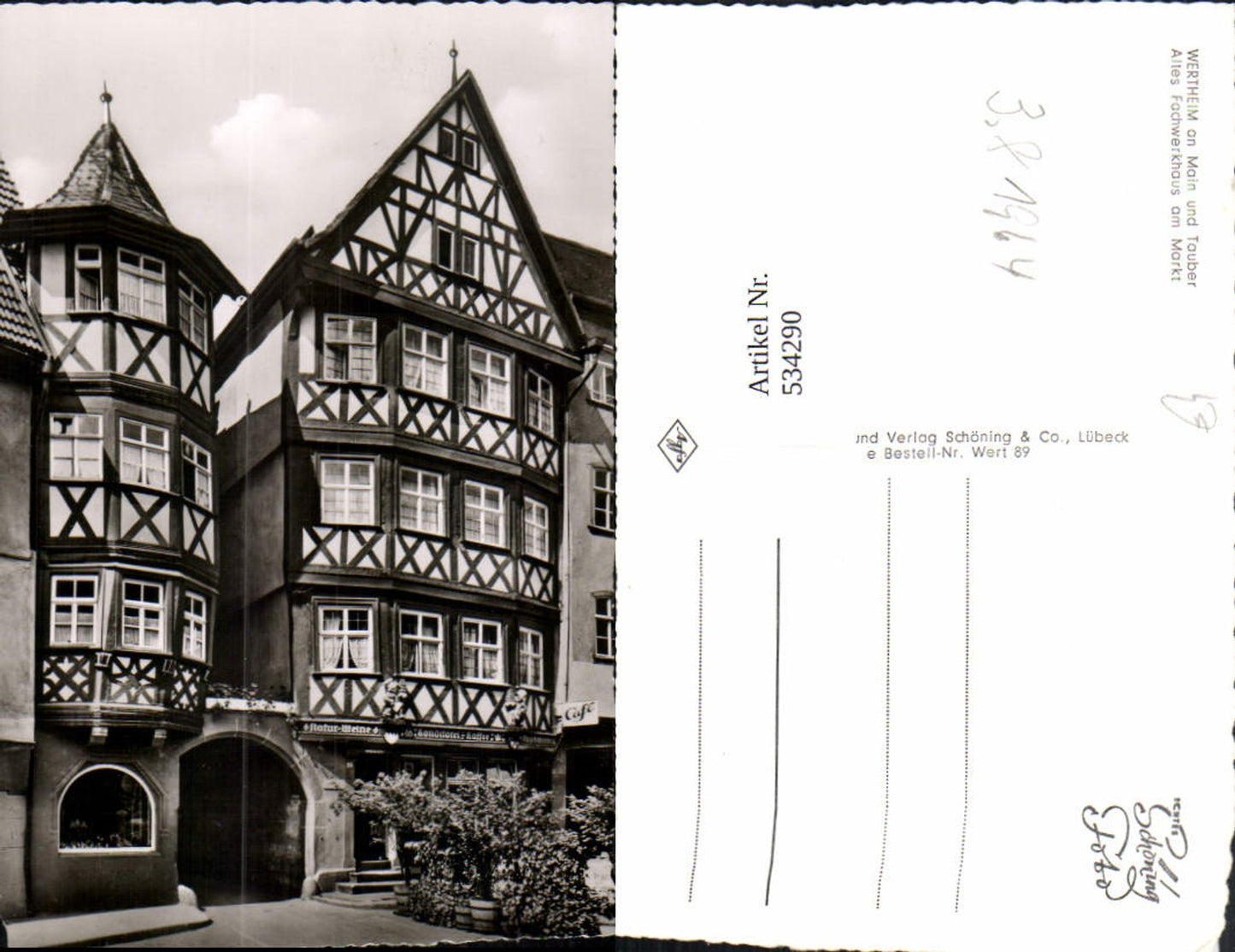 534290,Foto Ak Wertheim a. Main u. Tauber Altes Fachwerkhaus a. Markt