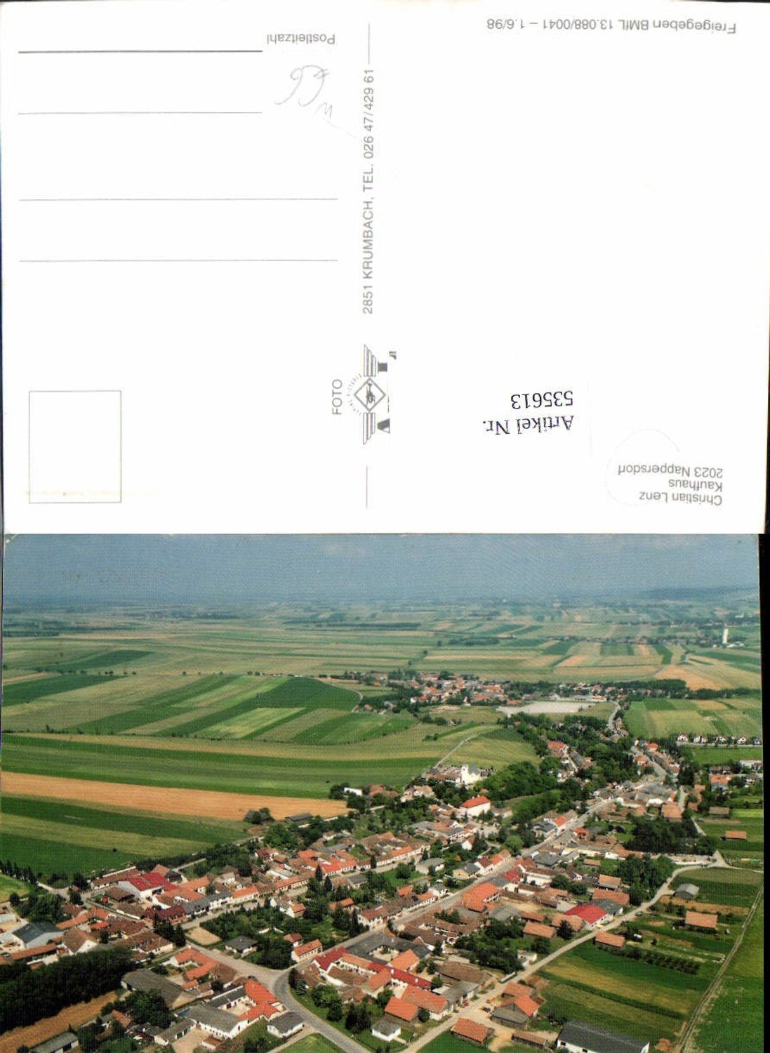 535613,Fliegeraufnahme Nappersdorf Kammersdorf b. Hollabrunn