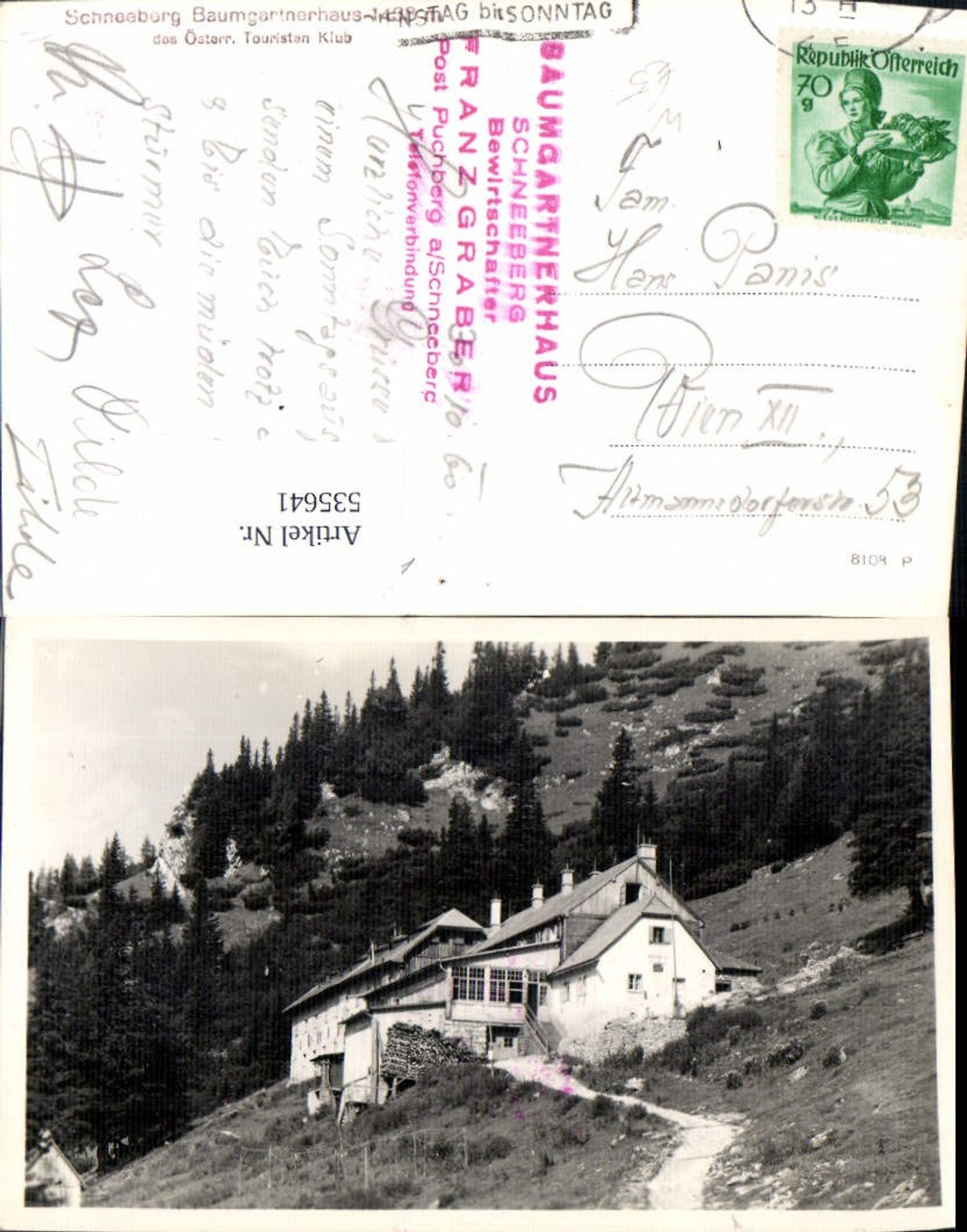 535641,Foto-AK Baumgartnerhaus bei Puchberg am Schneeberg