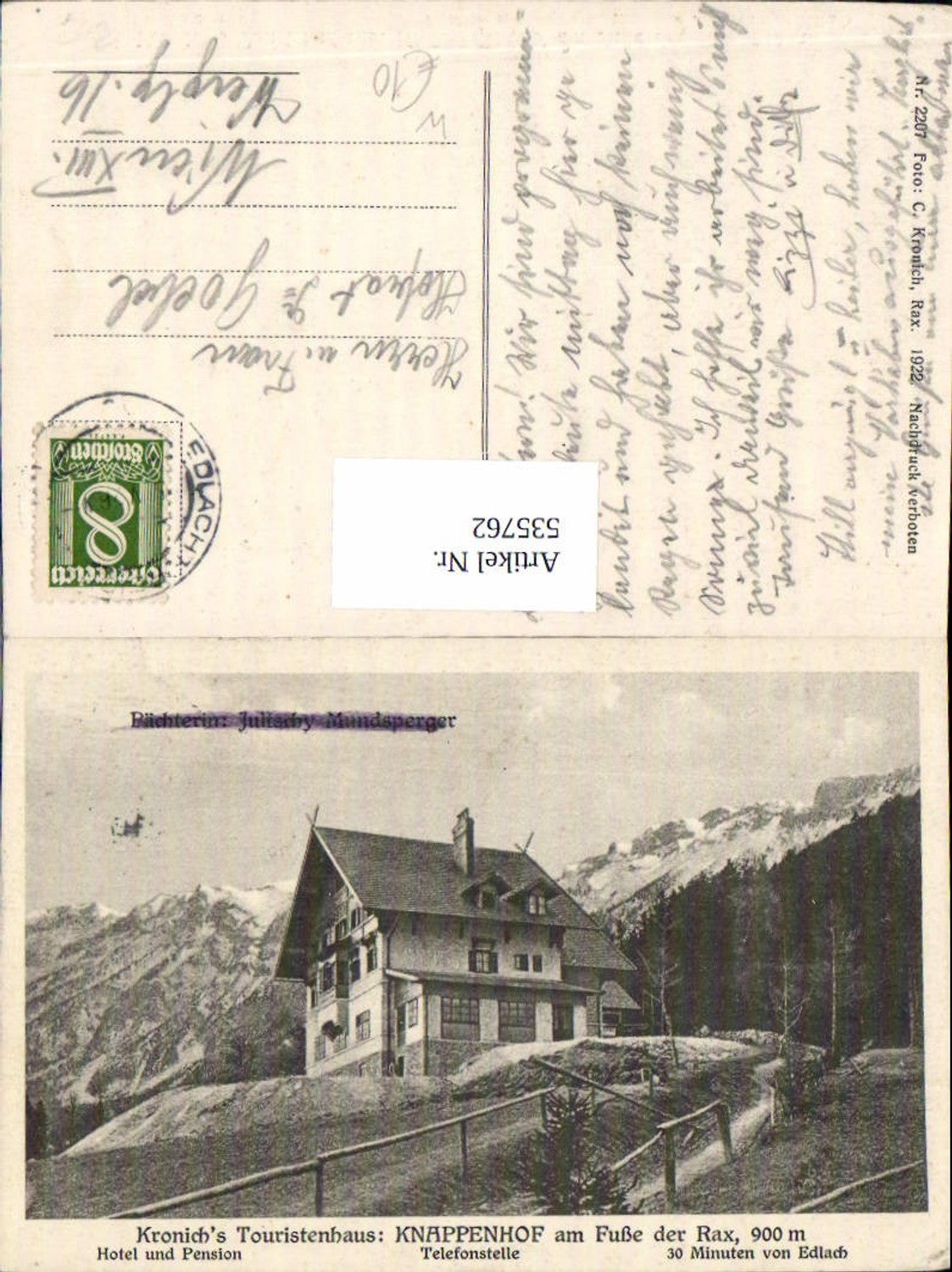 535762,Knappenhof Gasthaus b. Edlach Reichenau