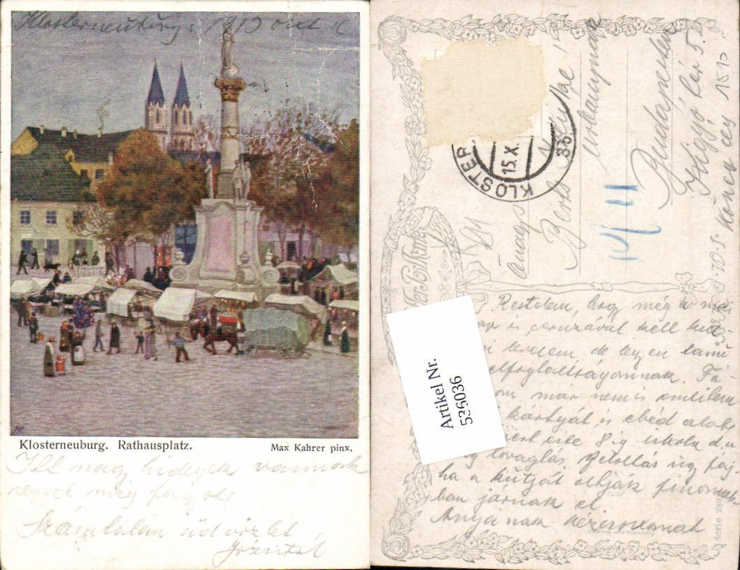 536036,Künstler AK Max Kahrer Klosterneuburg pub B.K.W.I 289/7