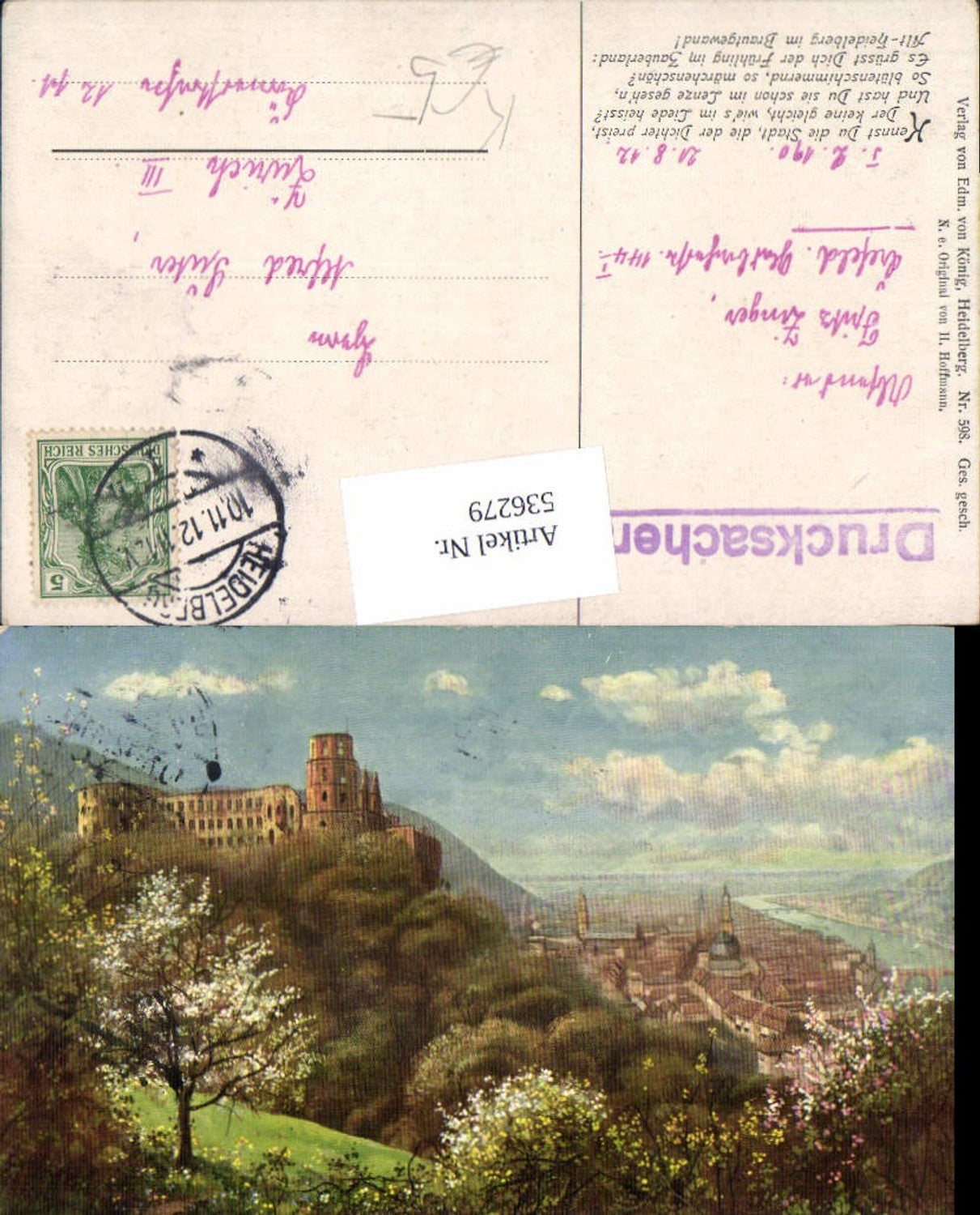 536279,Künstler AK Heinrich Hoffmann Heidelberg pub König 598