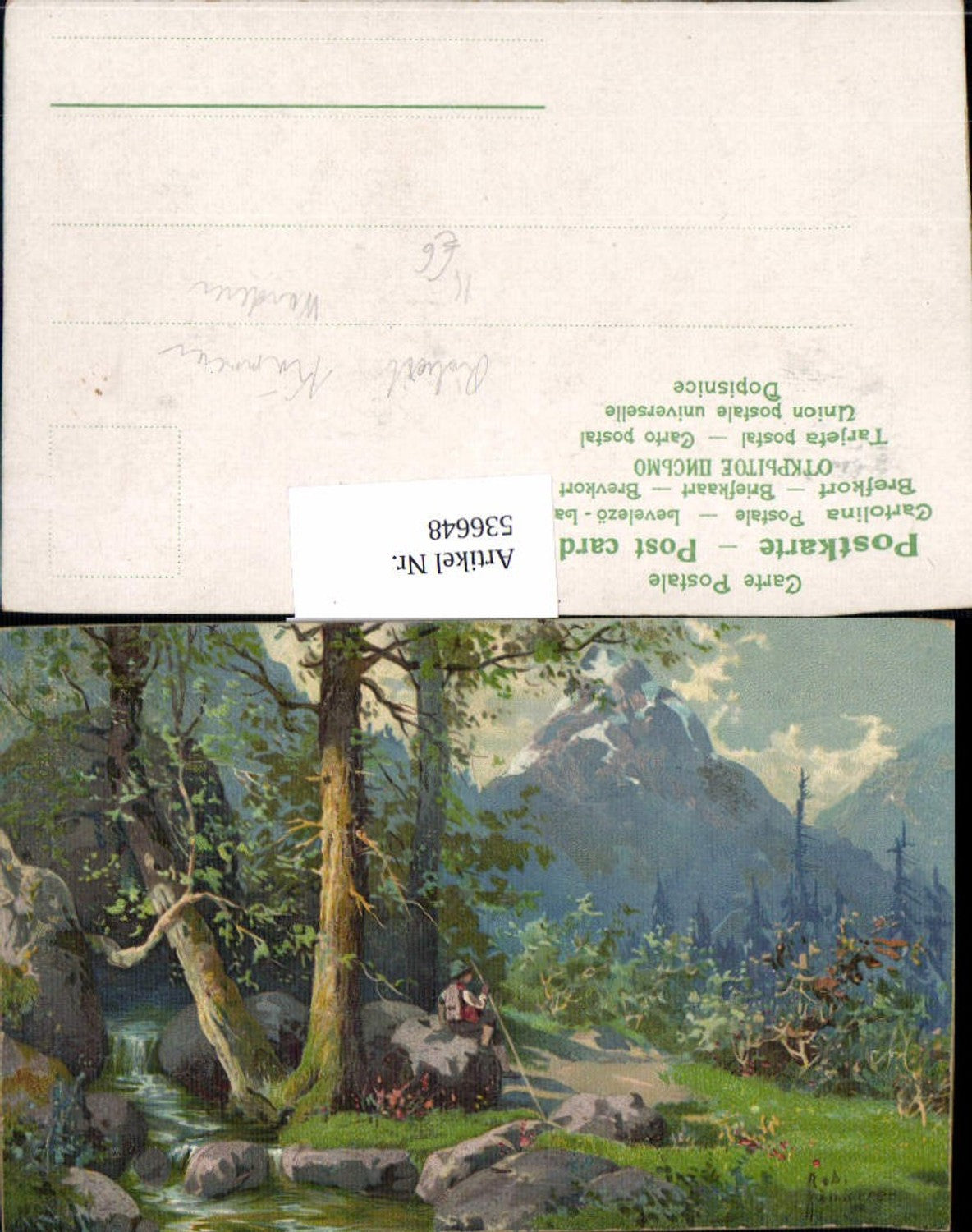 536648,Künstler AK Robert Kämmerer Wanderer wandern Berge