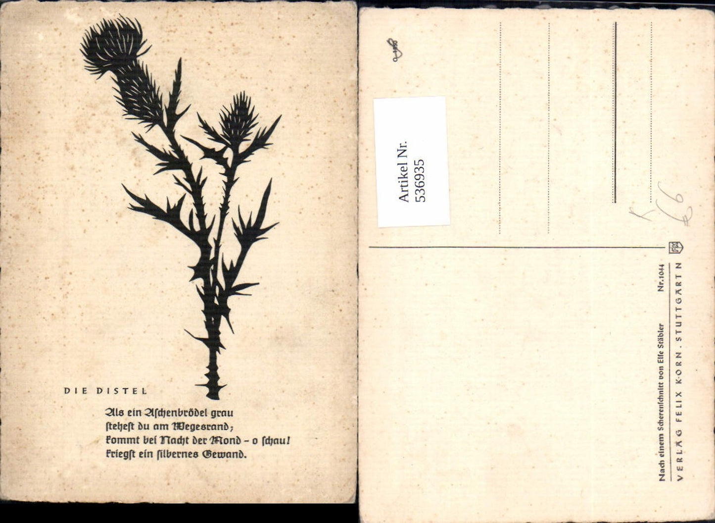 536935,Scherenschnitt Silhouette Elfe Stäbler Distel Pflanze