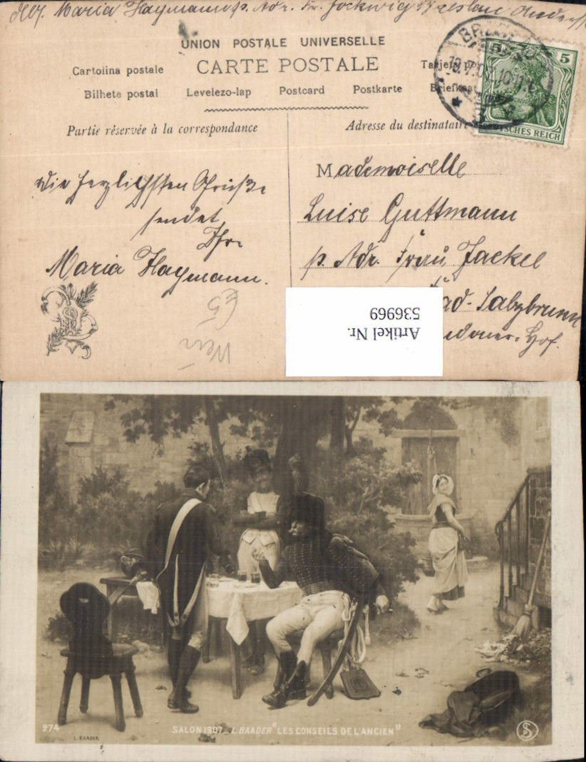 536969,Künstler AK L. Baader Frankreich Soldaten pub Salon 1907