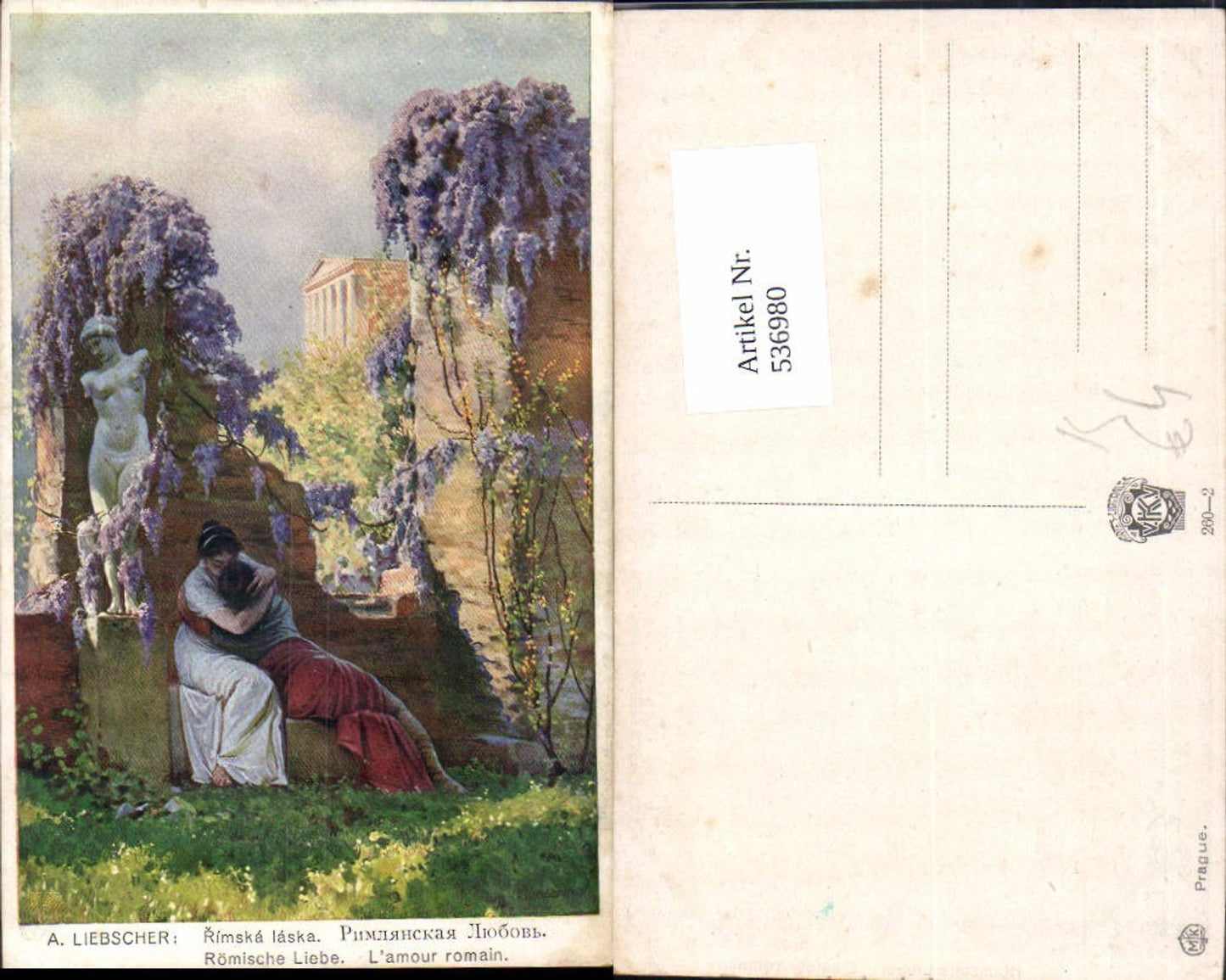 536980,Künstler AK Adolf Liebscher Römiche Liebe Kuss Paar