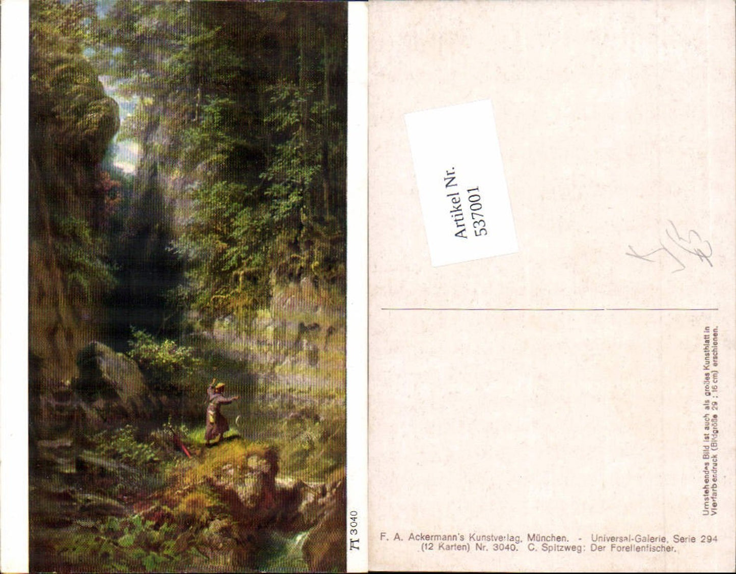537001,Künstler AK Carl Spitzweg Forellenfischer Fischen