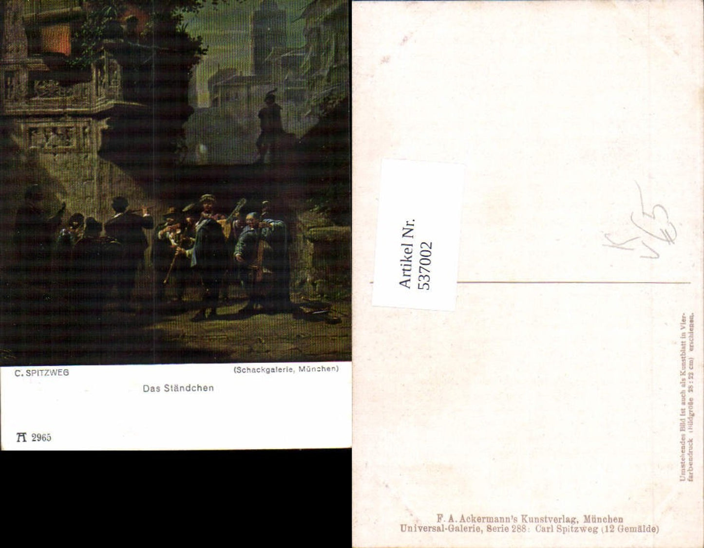 537002,Künstler AK Carl Spitzweg das Ständchen pub Ackermann 2965