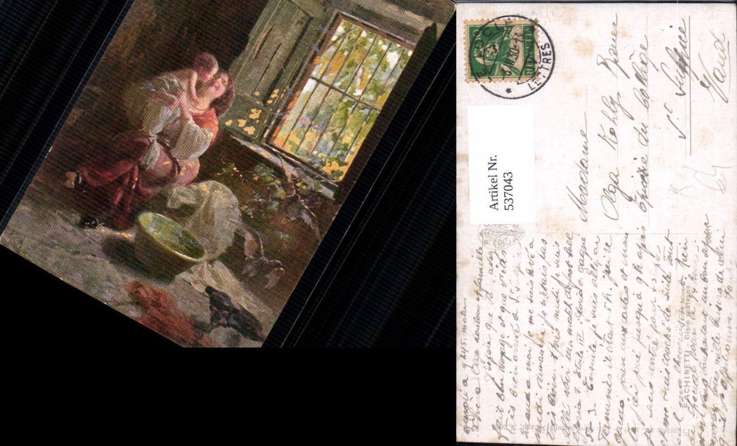 537043,Künstler AK Fachinetti Gioie materne Frau m. Kind Vögel