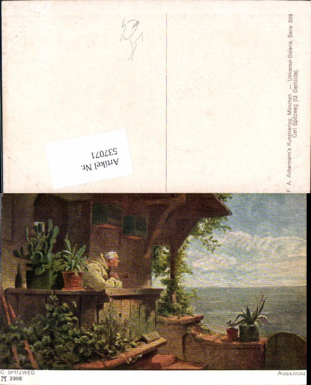 537071,Künstler AK Carl Spitzweg Ausschau Pfeife Rauchen pub Ackermann 289