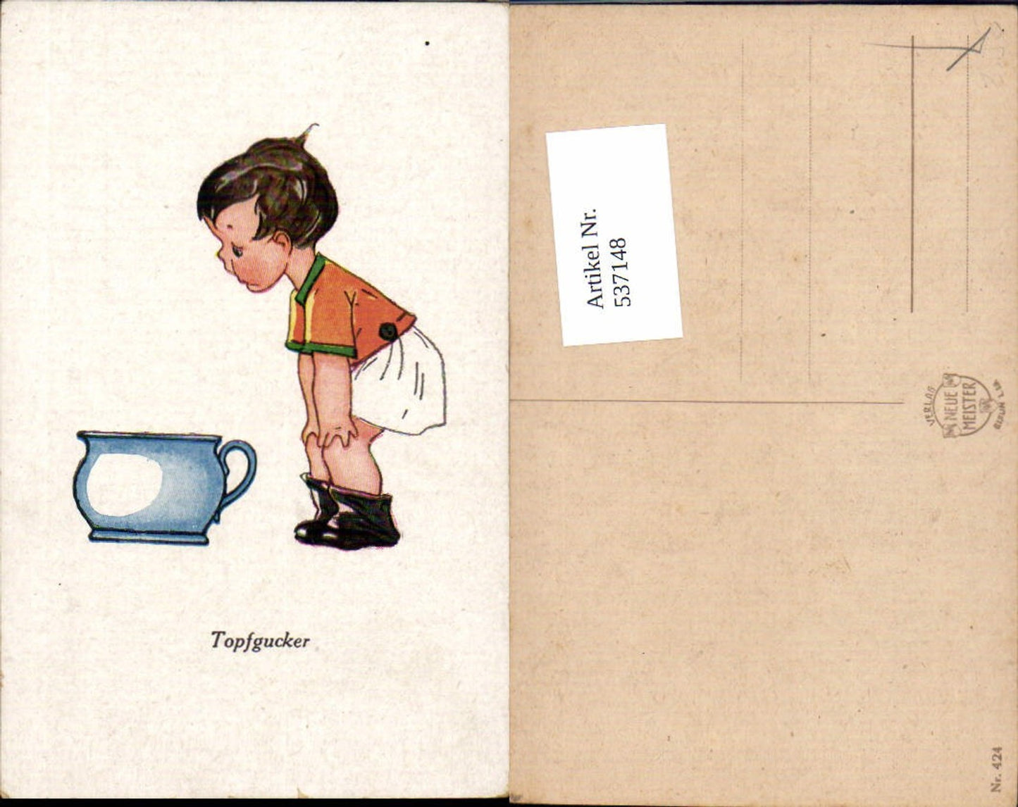 537148,tolle Künstler AK Topfgucker Topferl Topf Toilettenhumor Kind Toilette