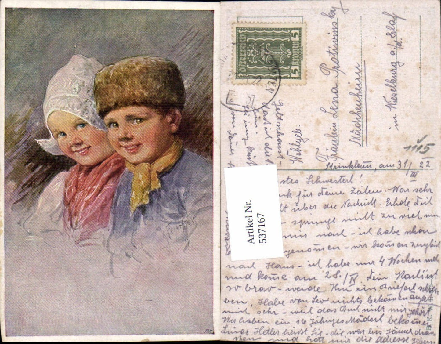 537167,tolle Künstler AK Karl Feiertag Kinder pub B.K.W.I 975-3