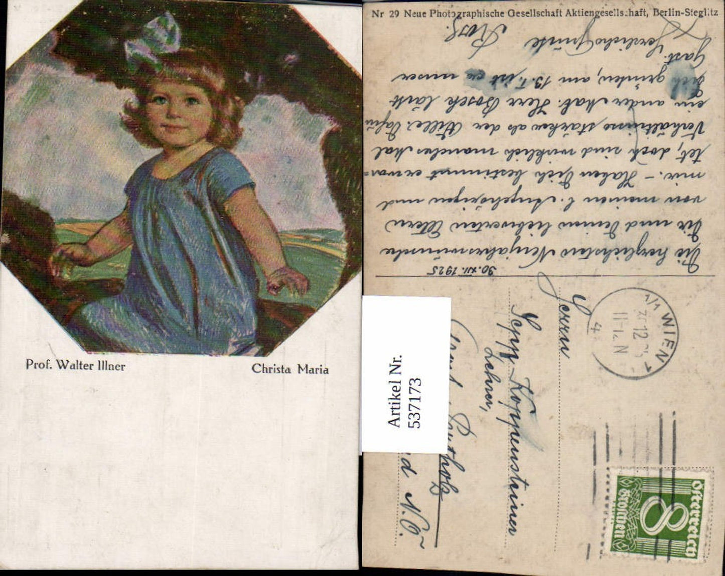 537173,tolle Künstler AK Walter Illner Chista Maria Portrait pub NPG 29