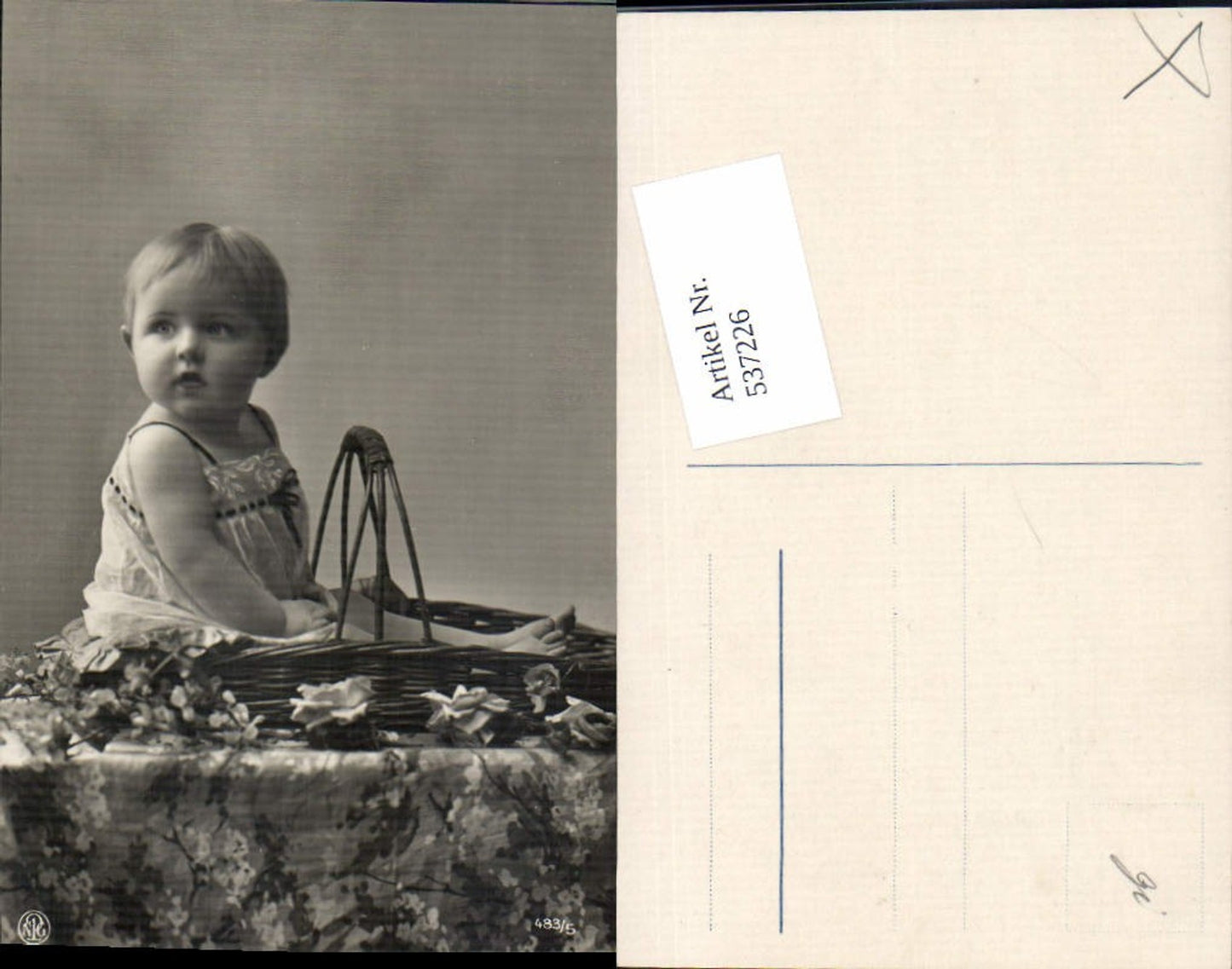 537226,tolle Foto-AK Kind Mädchen im Korb pub NPG 483-5