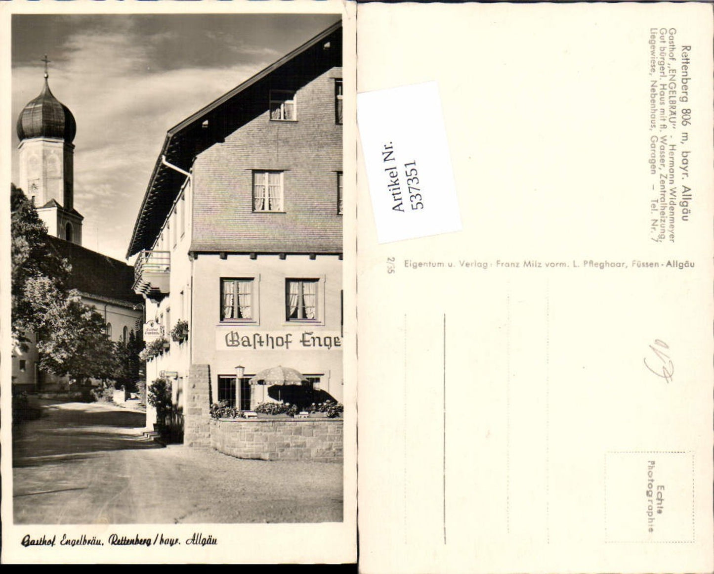 537351,tolle Foto-AK Rettenberg im Allgäu Gasthaus Engelbräu Oberallgäu