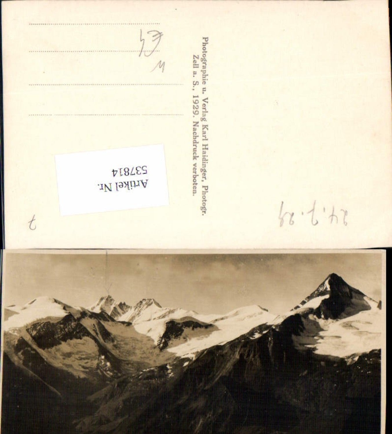 537814, Photo-AK Grossglockner vd Schmittenhöhe Heiligenblut Zell am See