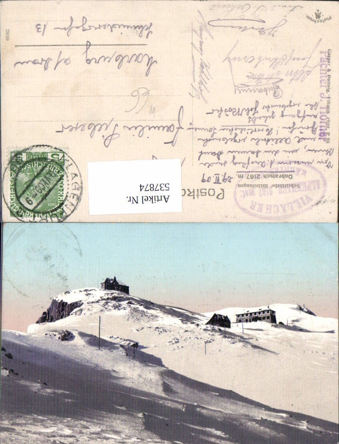 537874,tolle AK Dobratsch Villacher Alpe Bleiberg Villach 1909