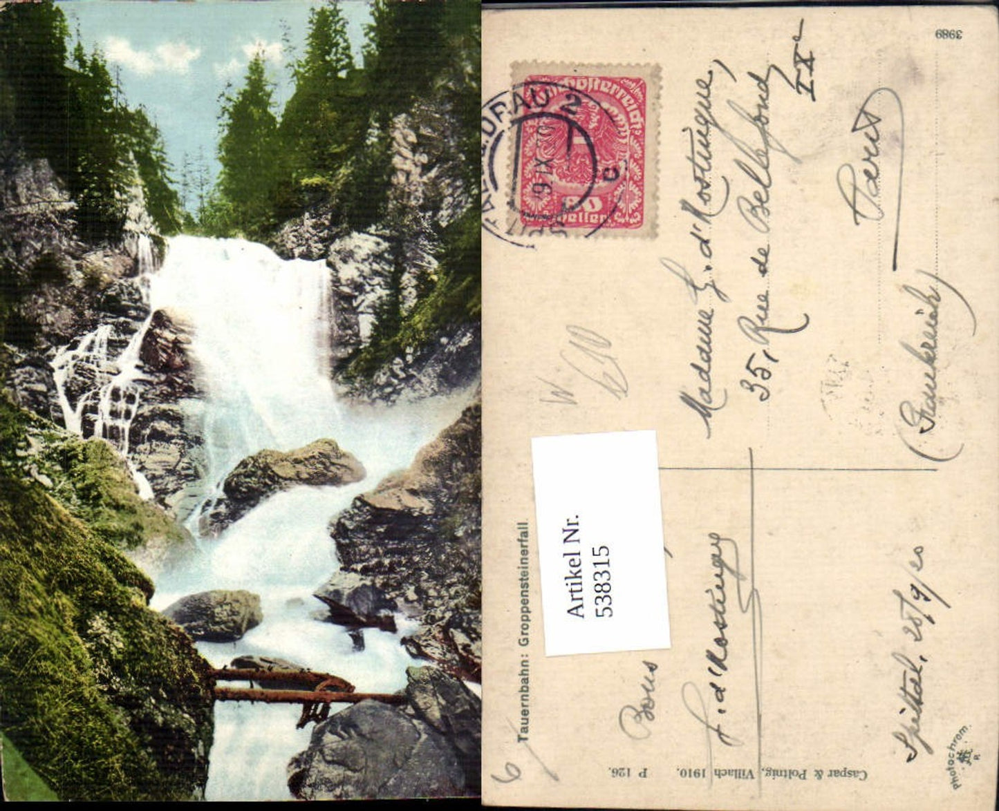 538315, great AK Tauernbahn Groppensteinerfall Groppenstein Obervellach