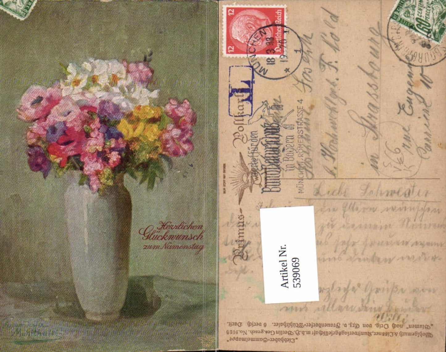 539069,Künstler AK H. Frauendorfer Mühlthaler Namenstag pub Primus AK 1016