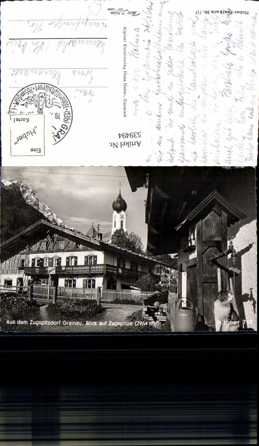 539494,Grainau Blick a. d. Zugspitze Kirche Katze