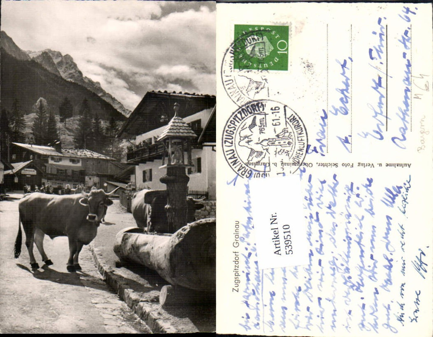 539510,Kuh Kühe Brunnen Grainau bei Garmisch Partenkirchen