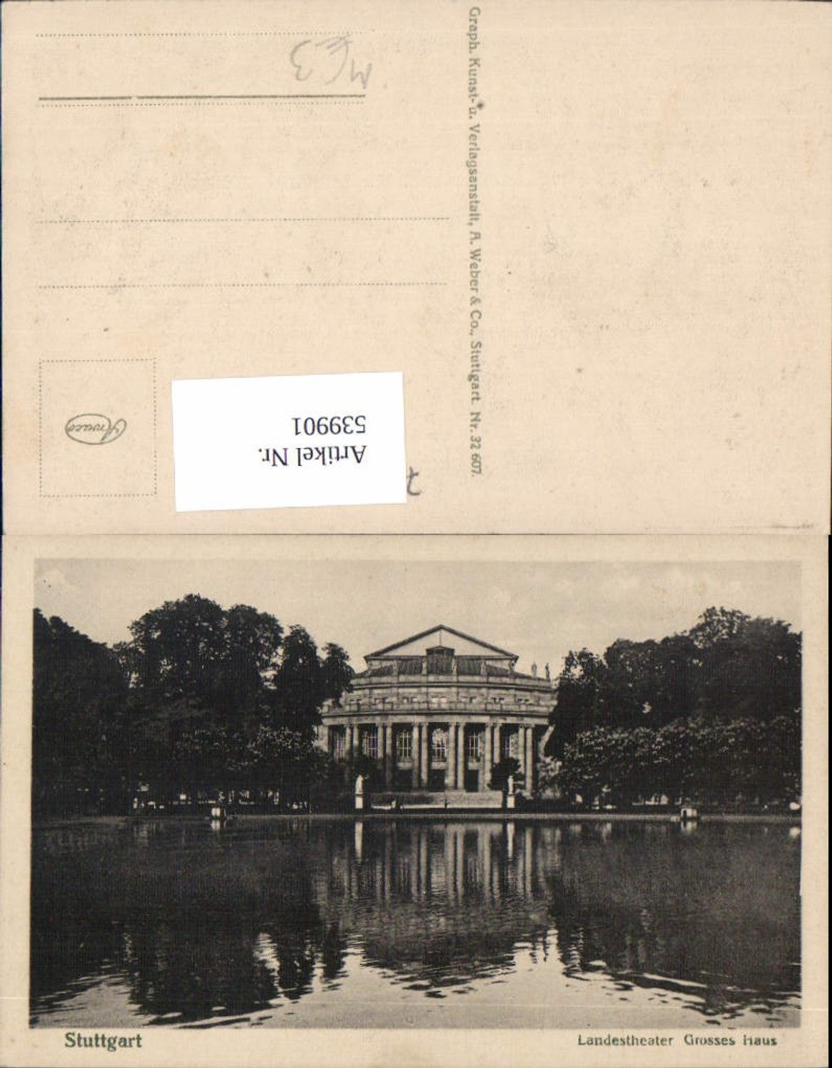 539901, Photo Ak Stuttgart State Theatre Grosses Haus Theatre Fountain Swan