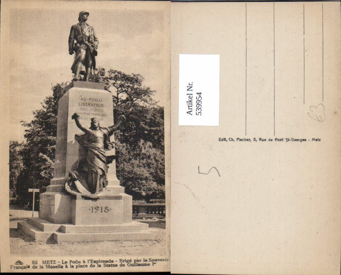 539954,Metz Le Poilu a l Esplanade WW1 Statue Monument