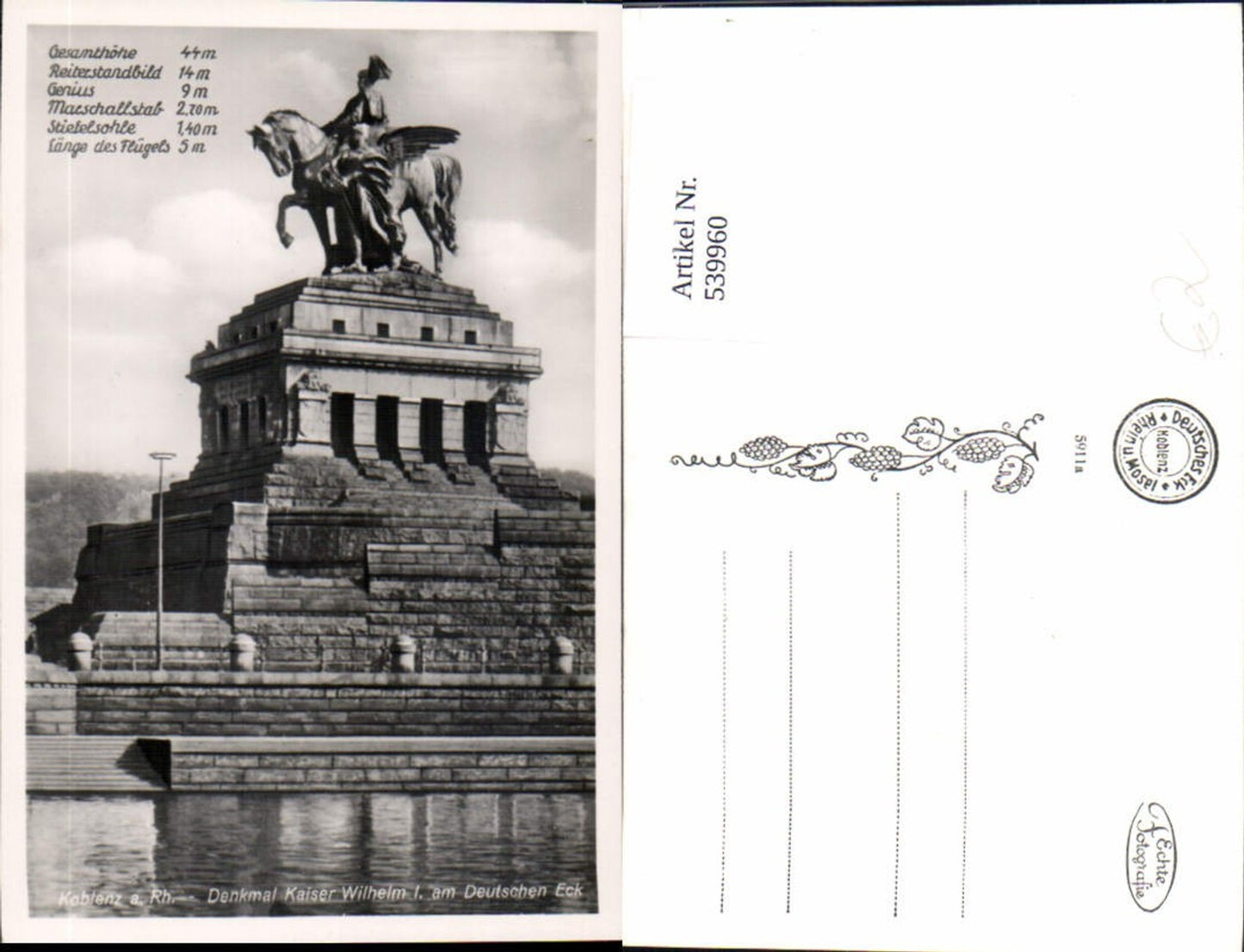 539960,Koblenz a. Rhein Denkmal Kaiser Wilhelm I am Deutschen Eck Statue Monument