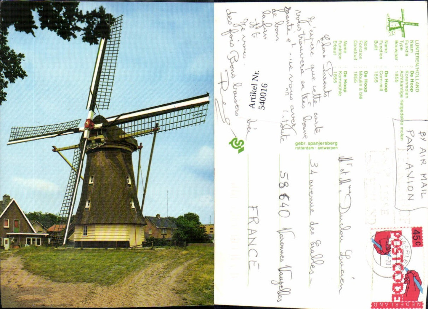 540016,Windmühle Mühle De Hoop Lunteren Holland