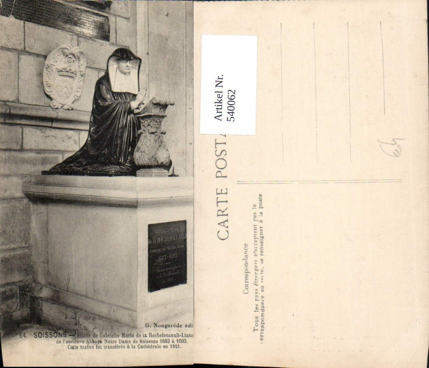 540062,Soissons Statue de Gabrielle Marie de la Rochefoucault-Liancourt Monument