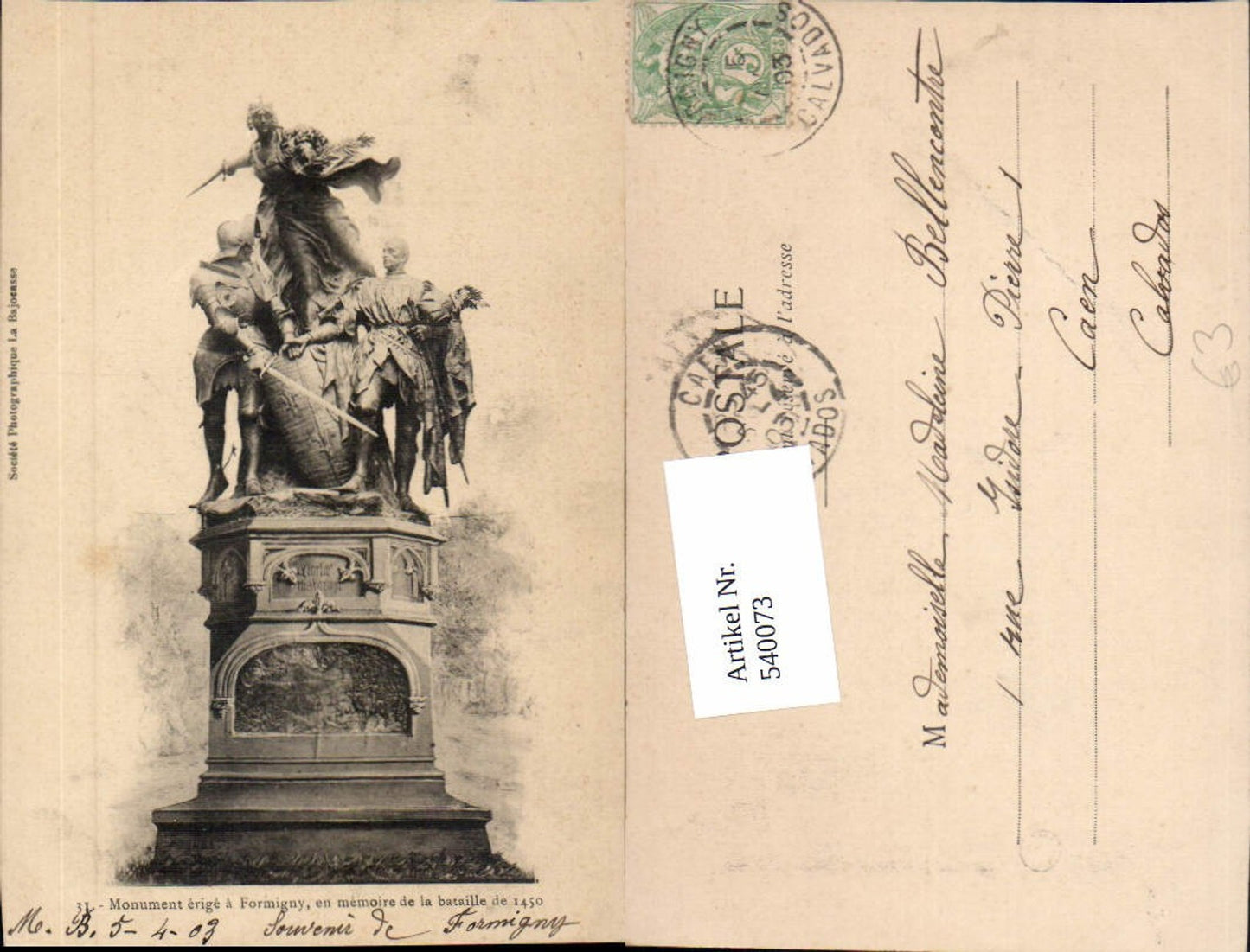 540073,Formigny Statue Monument Memoire de la bataille