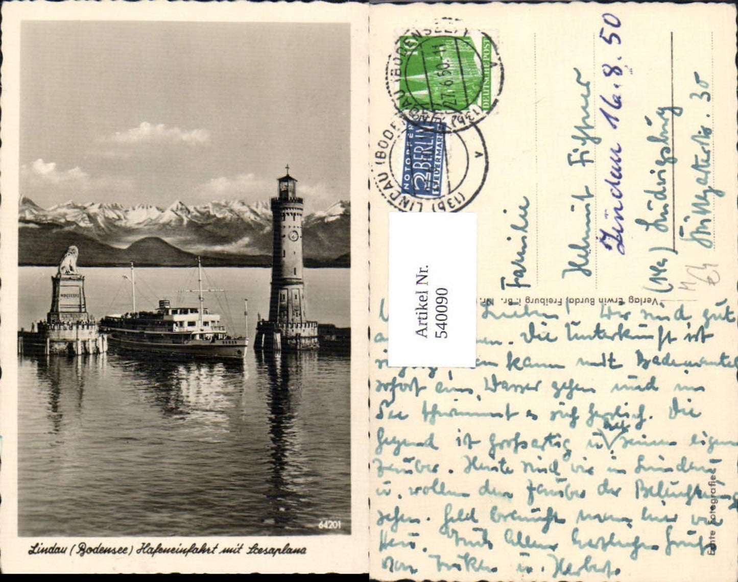 540090,Lindau Bodensee Hafeneinfahrt Hafen Dampfer Schiff Baden Leuchtturm Löwendenkmal