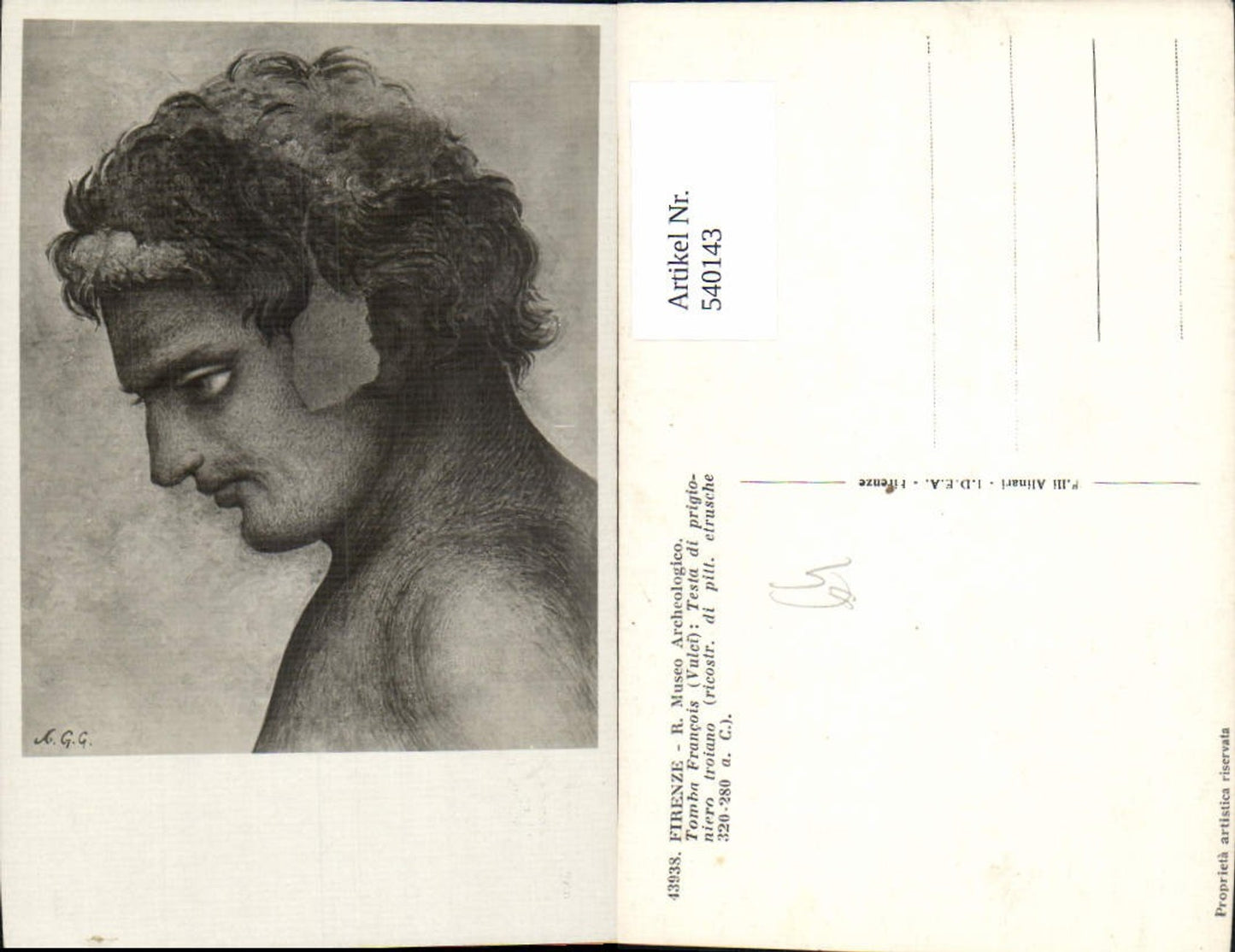 540143,Firenze Tomba Francois Vulci Testa di prigioniero troinano Wandmalerei Archäologie Ausgrabung