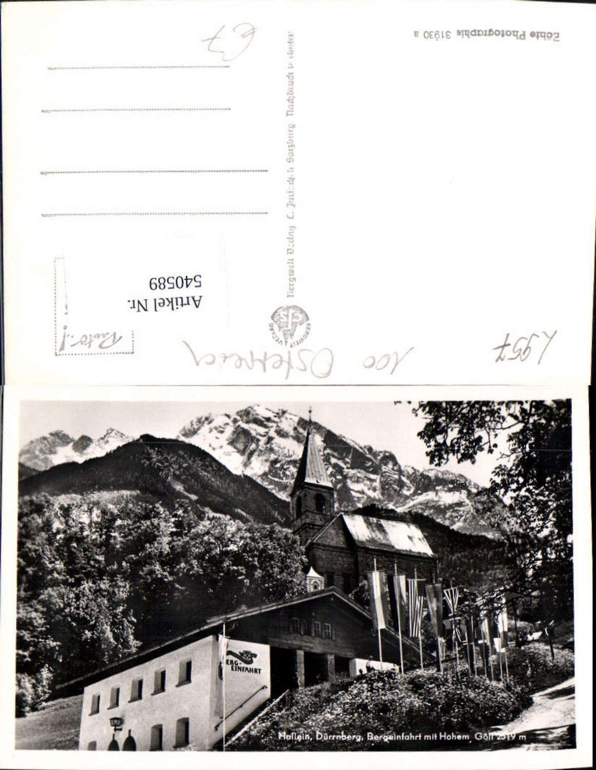 540589,Hallein, Dürrnberg, Bergeinfahrt mit Hohem Göll