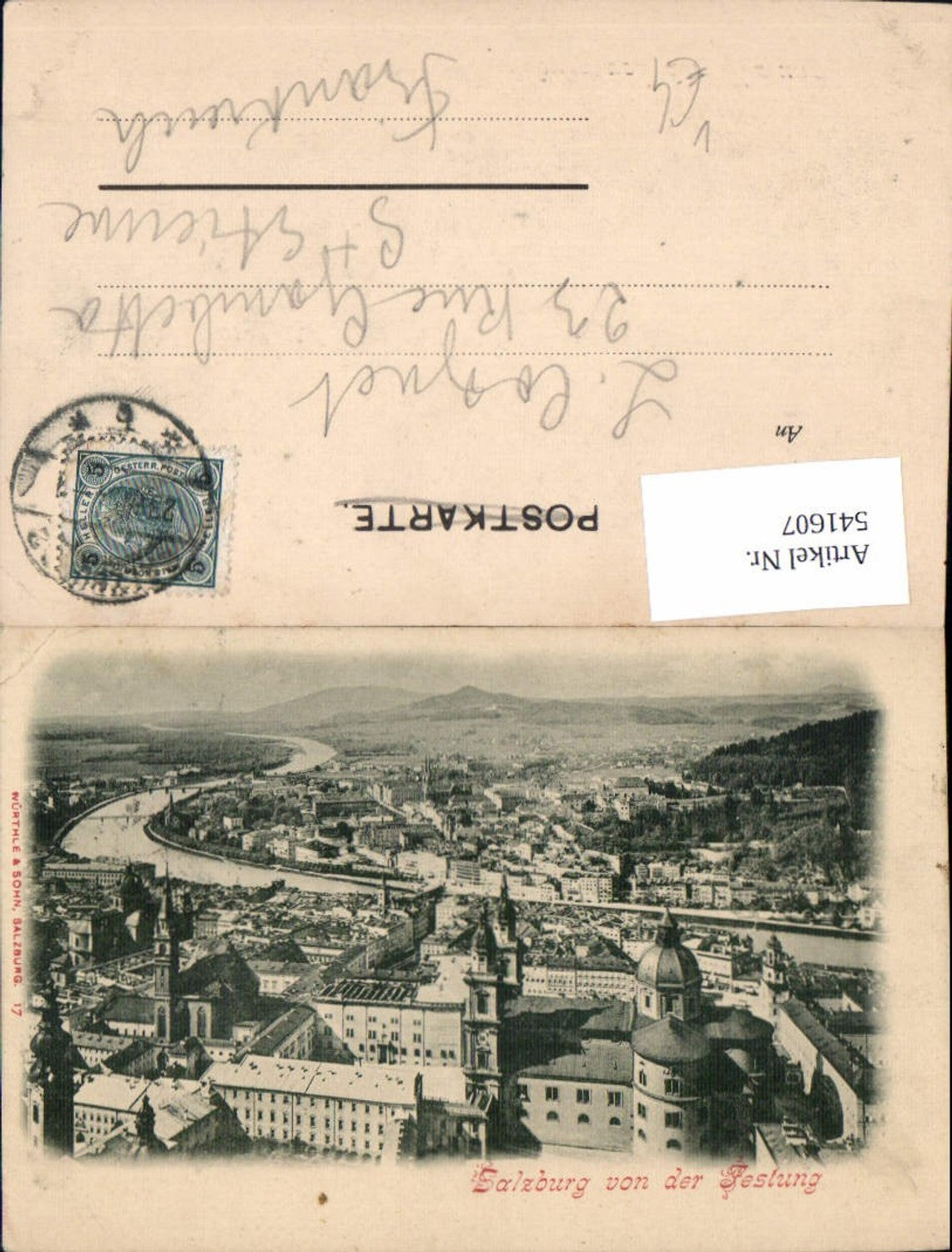 541607,Salzburg Stadt von der Festung um 1900 pub Würthle 27