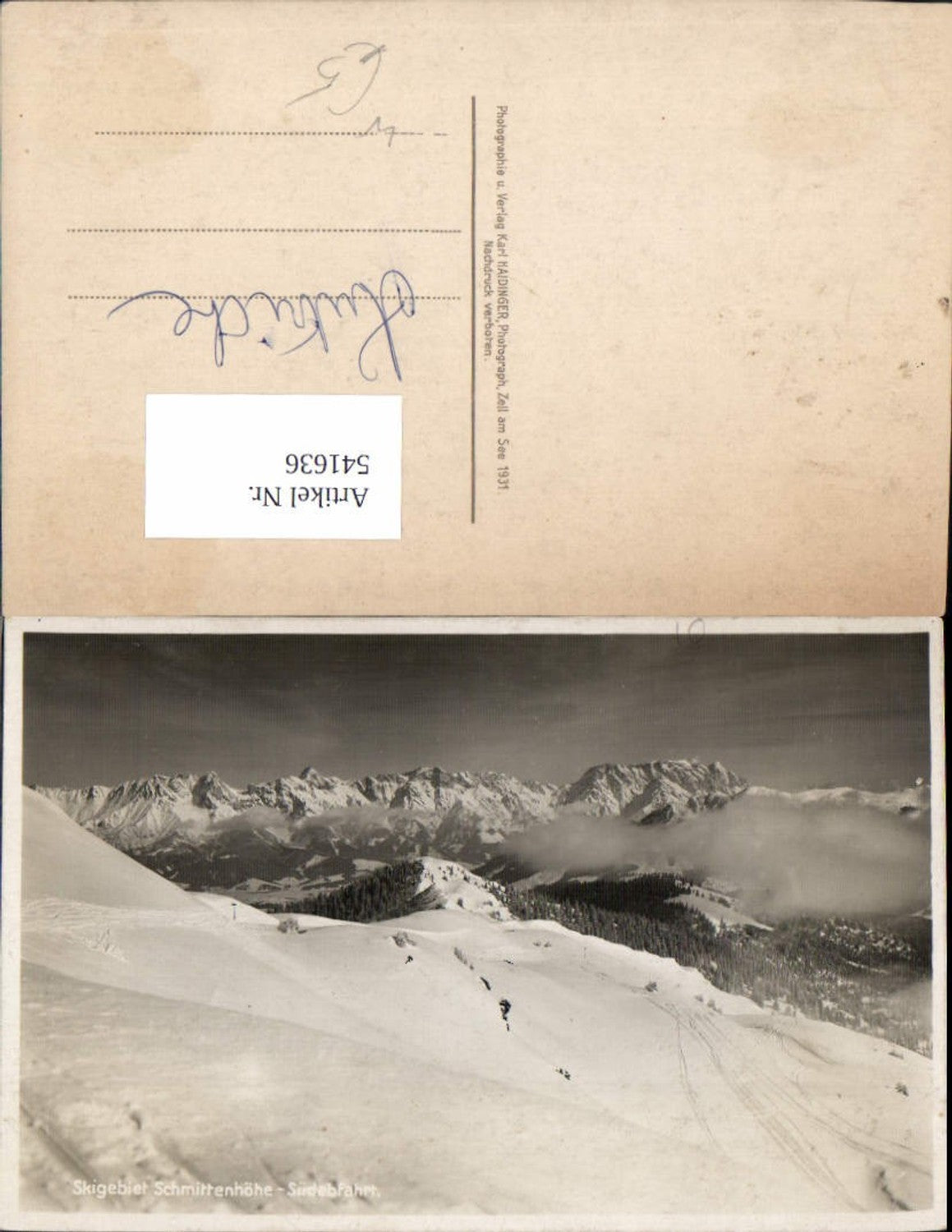 541636,seltene Foto-AK Schmittenhöhe Zell am See Südabfahrt