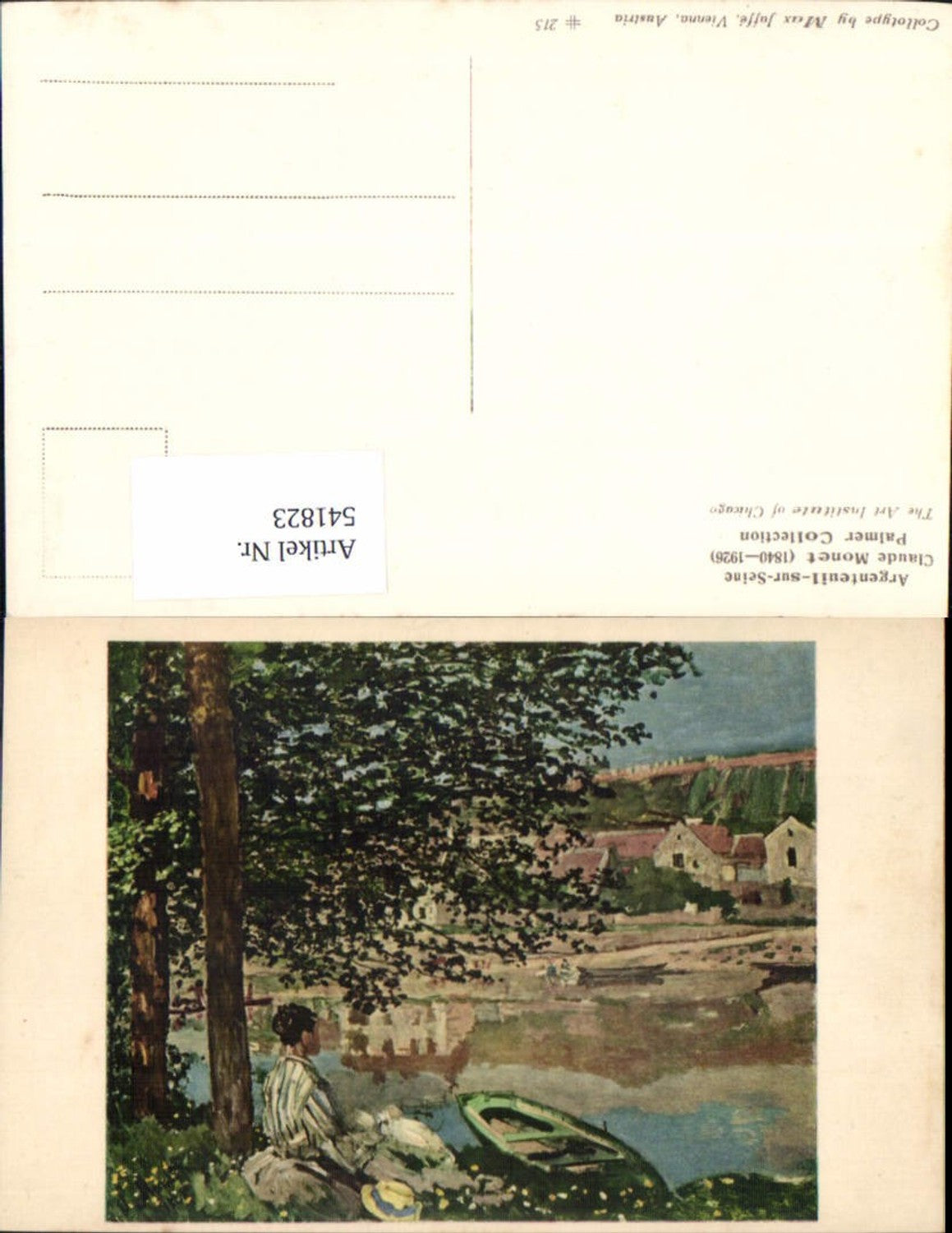 541823,Künstler AK Claude Monet Argenteuil sur Seine pub Max Jaffe Vienna 215
