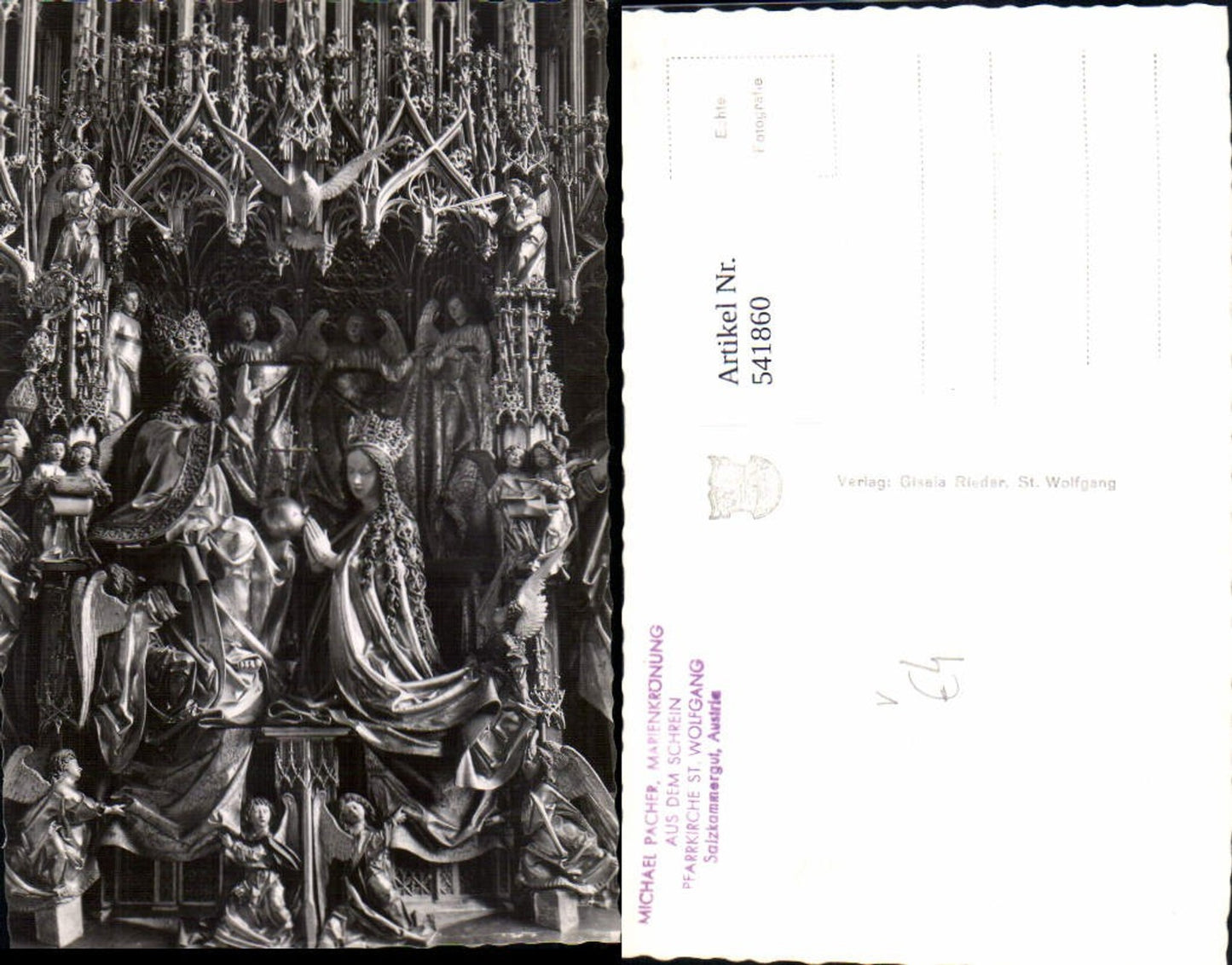 541860,Foto Ak St Wolfgang Kirche Schrein Michael Pracher Marienkrönung pub Gisela Rieder