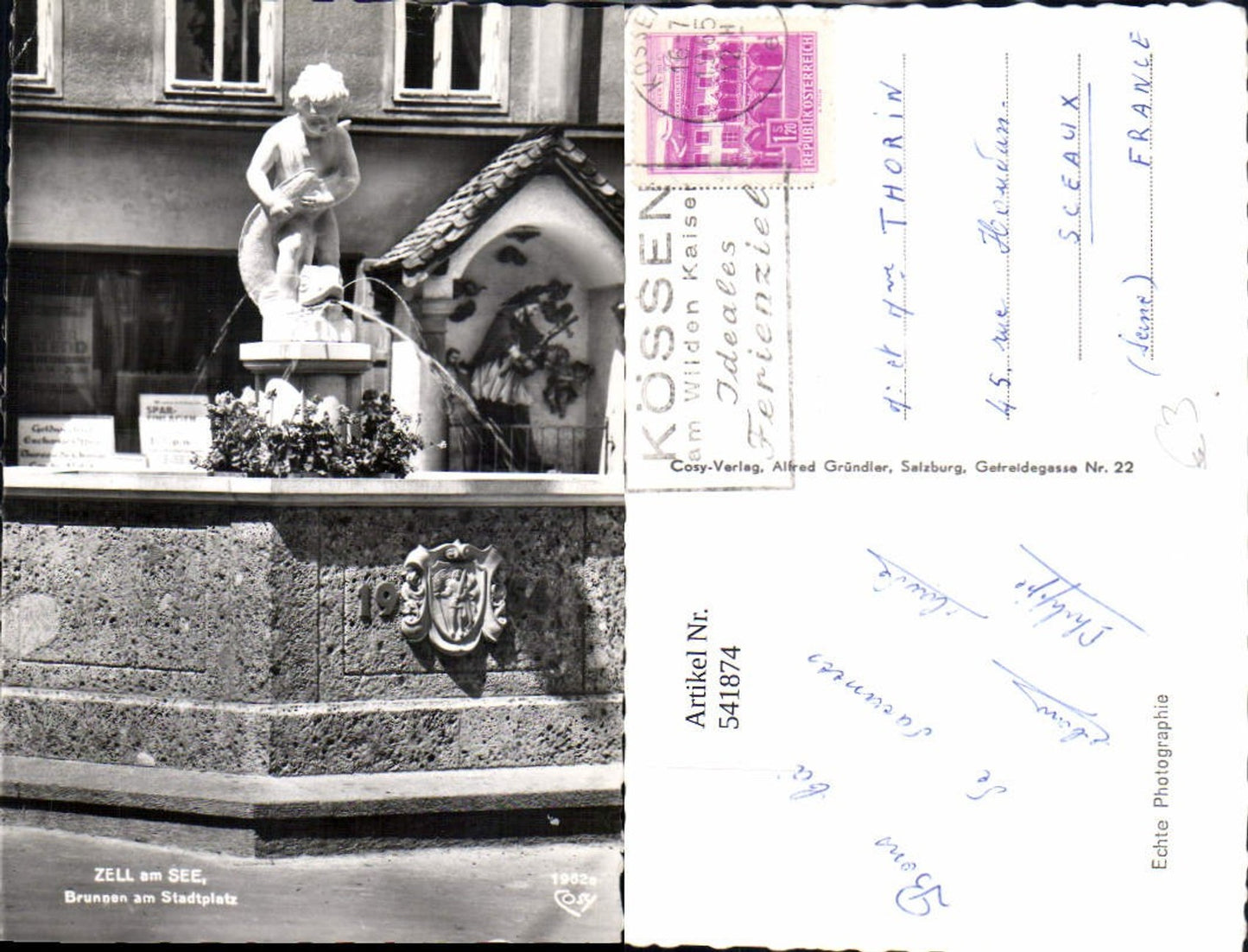 541874,Foto Ak Zell am See Brunnen am Stadtplatz