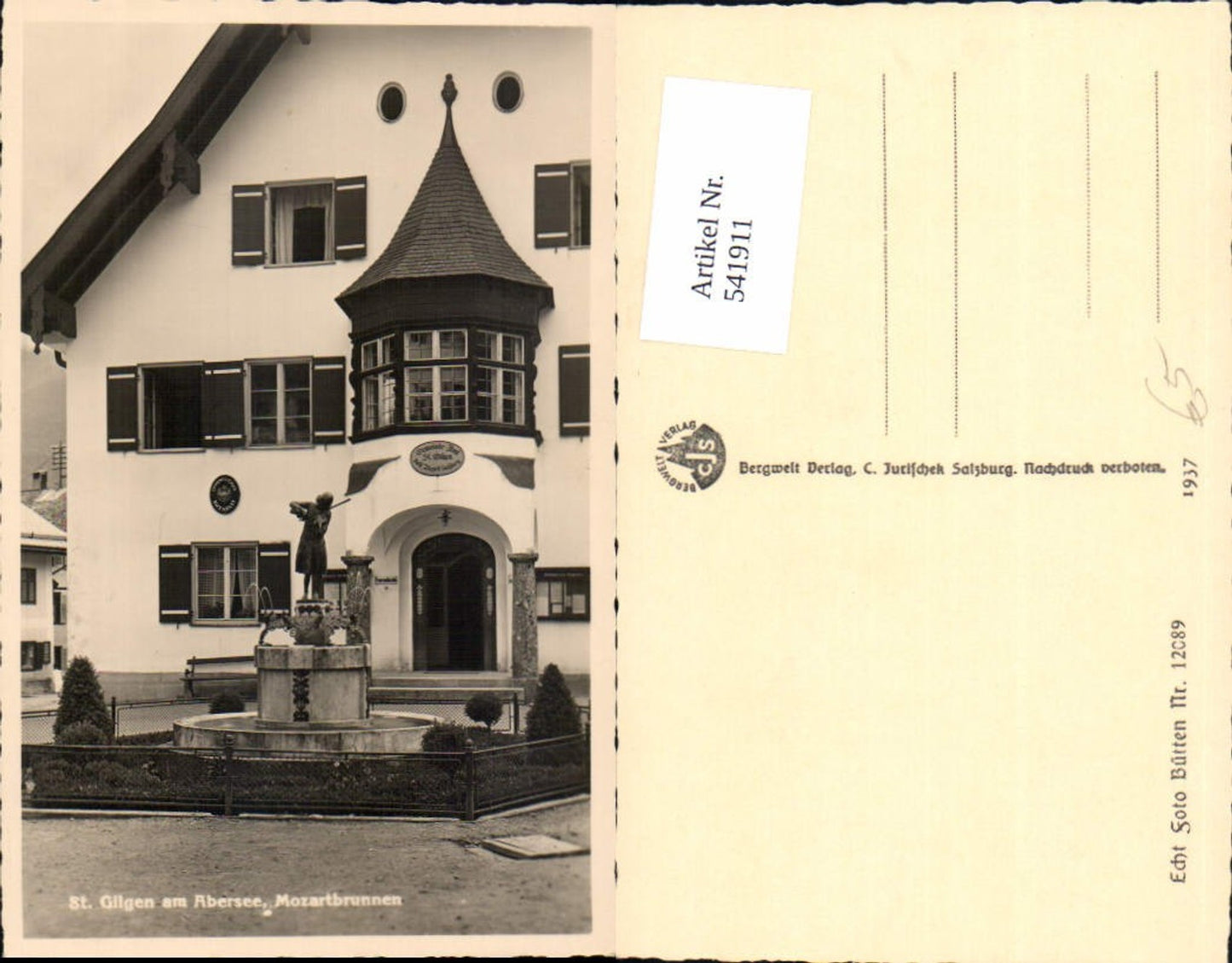 541911, Photo Ak St Gilgen a. Abersee Wolfgangsee Mozartbrunnen Fountain