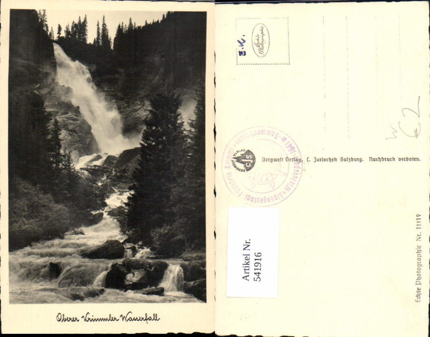 541916,Foto Ak Krimml Oberer Krimmler Wasserfall