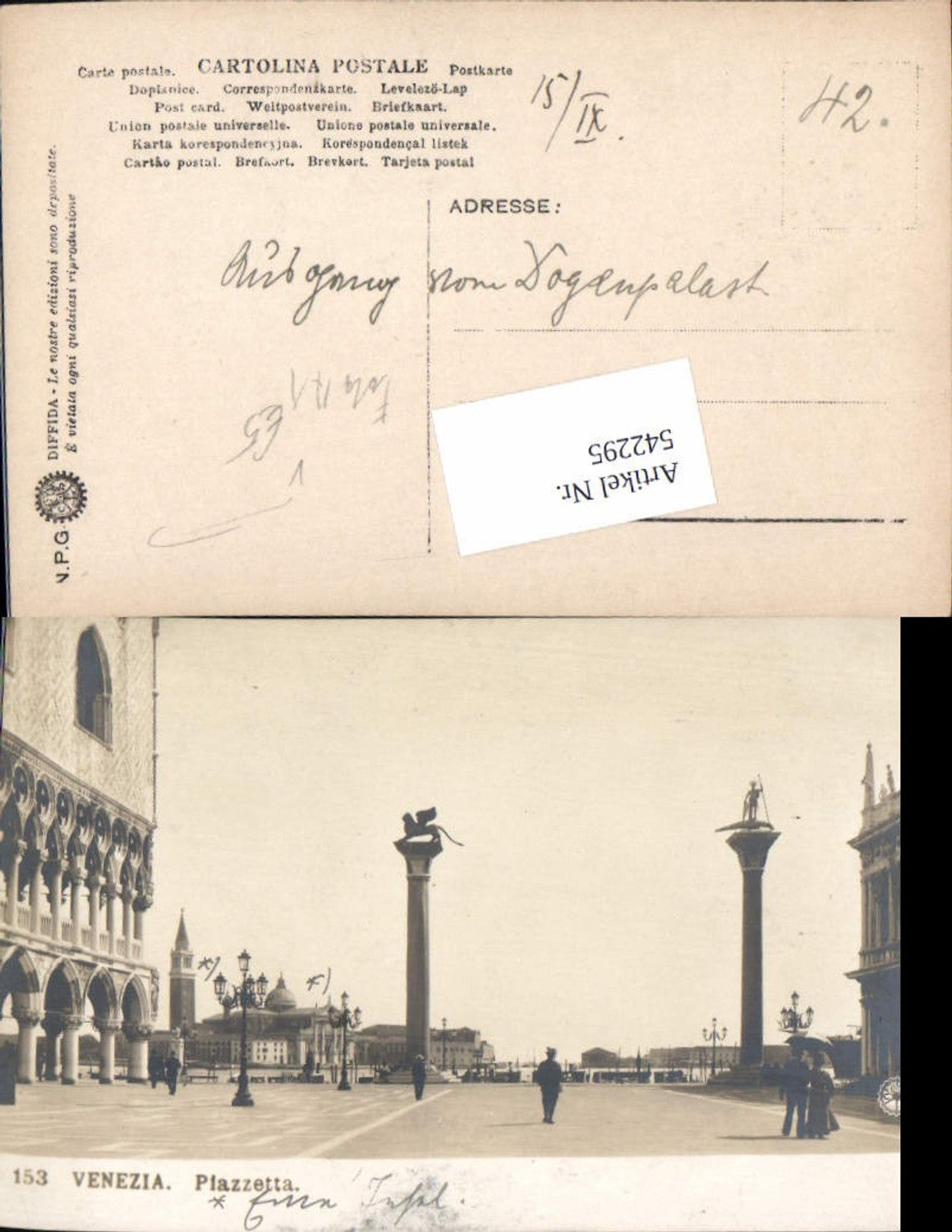 542295,tolle Foto-AK Veneto Venezia Venedig Piazetta San marco pub NPG 153