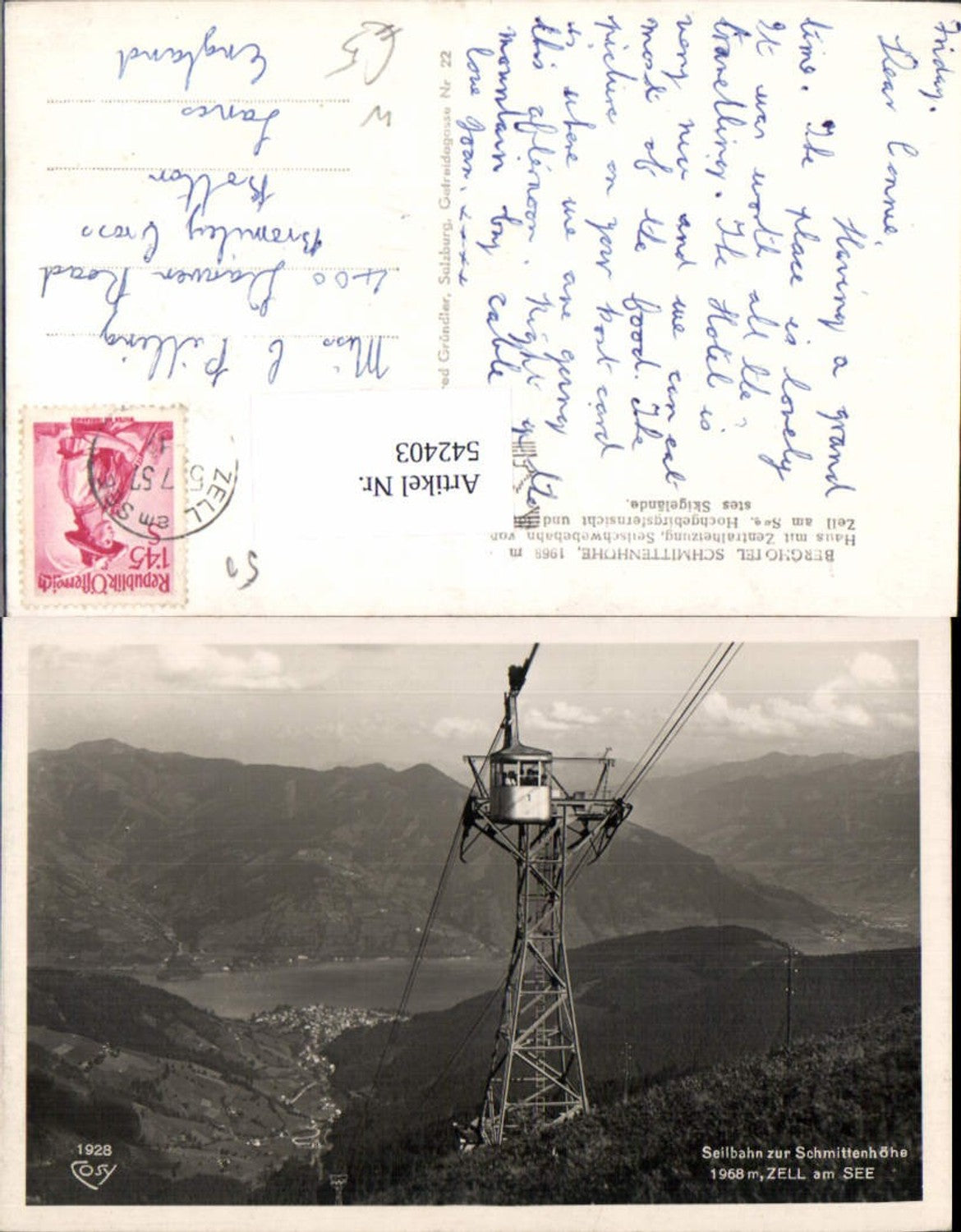 542403,Zell am See Seilbahn Schmittenhöhe pub Cosy 1928