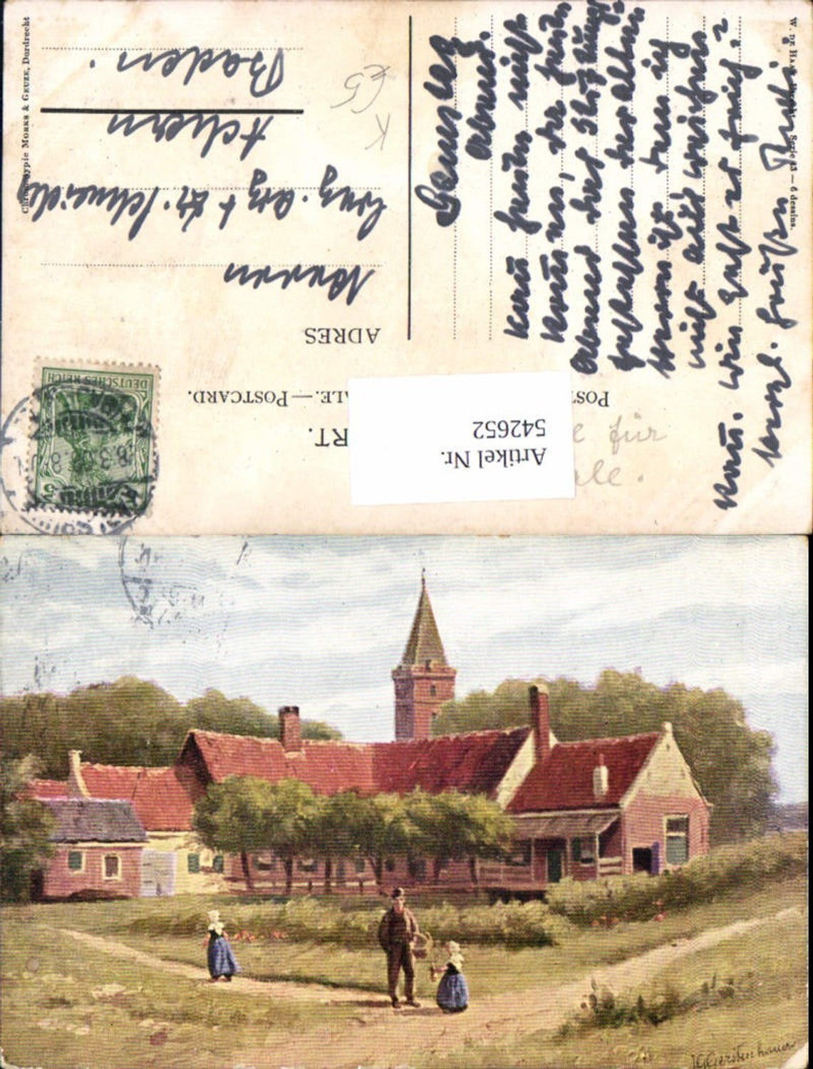 542652,Künstler AK G. Gerstenhauer Dorf Haus Leute