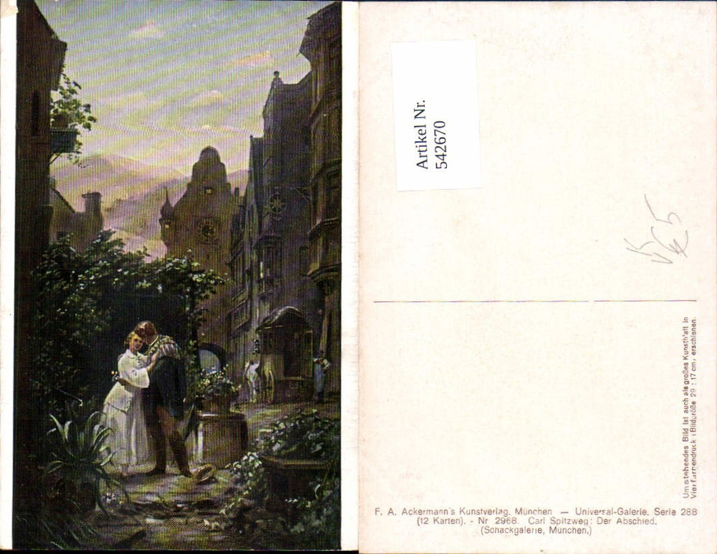 542670,Künstler AK Carl Spitzweg Abschied pub Ackermann 2968