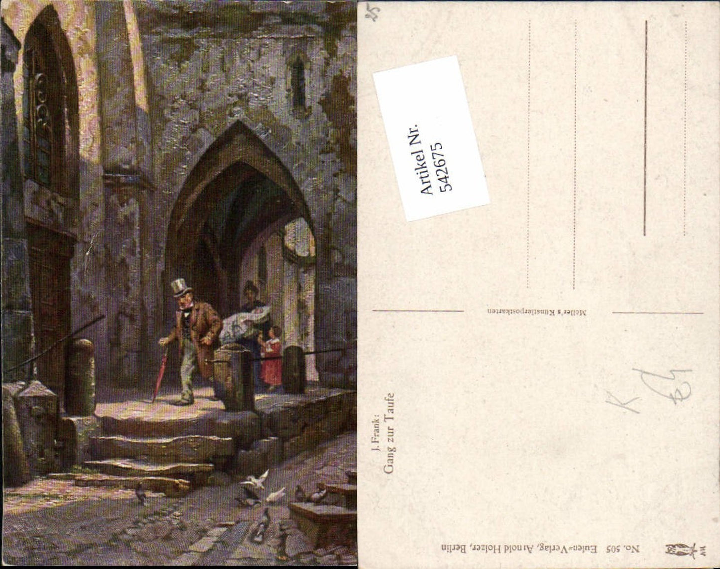 542675,Künstler AK J. Frank Der gang zur taufe