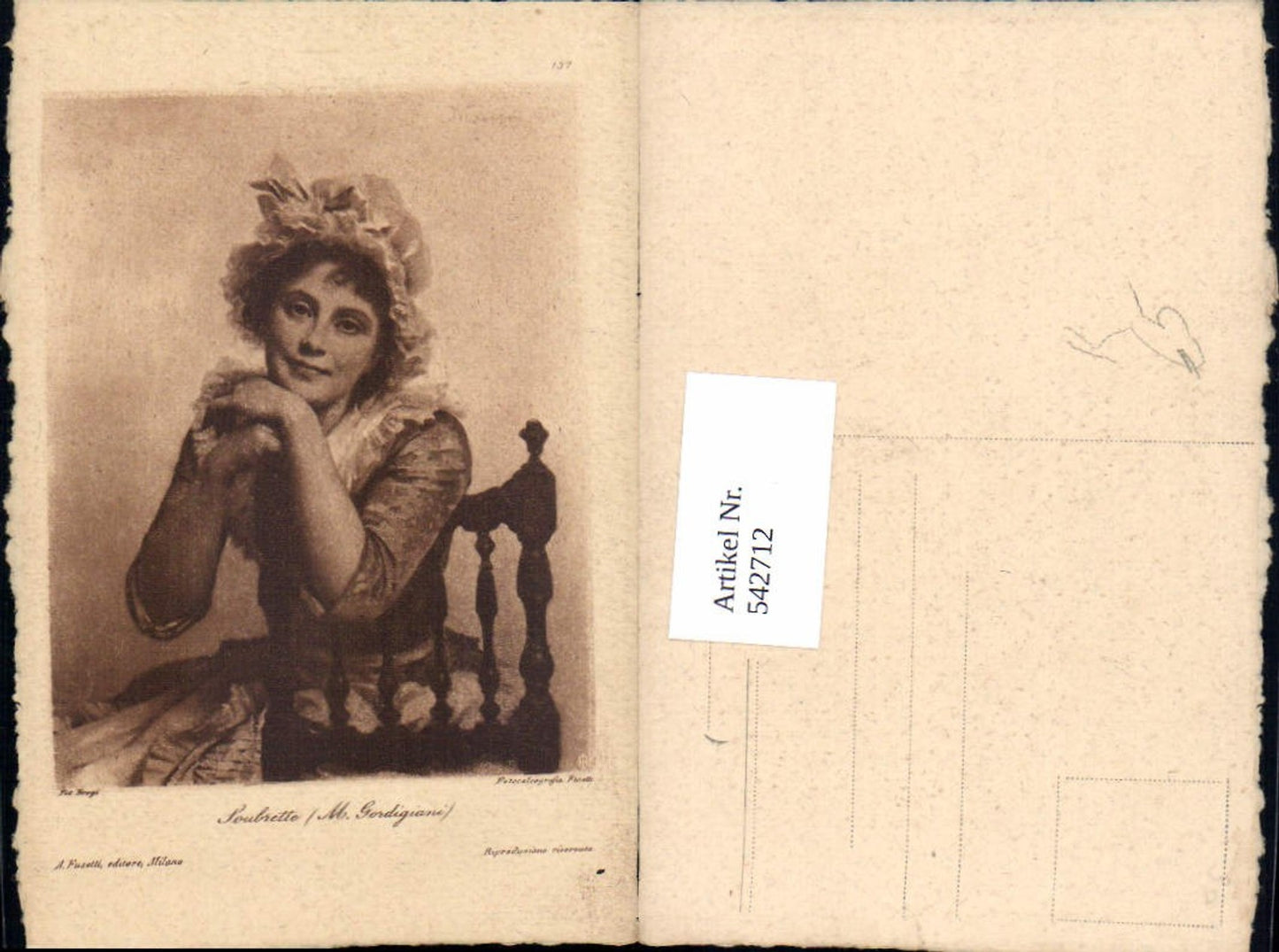 542712,Künstler AK M. Gordigiani Soubrette Frau Sessel