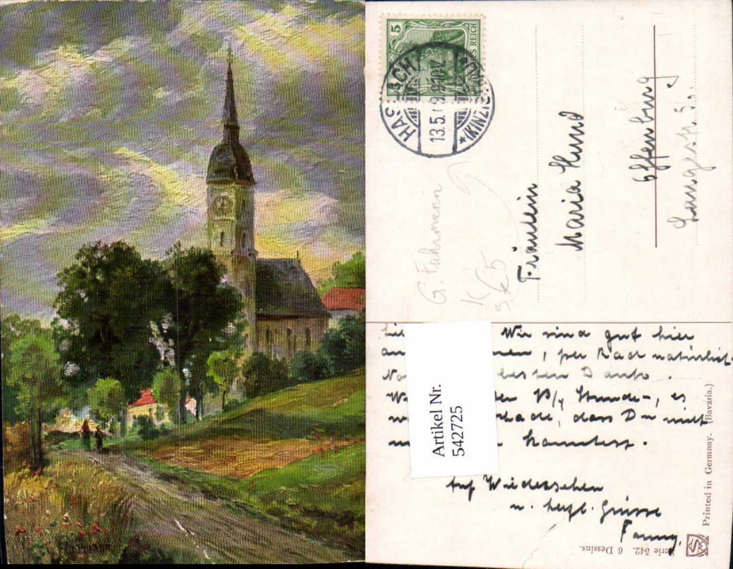 542725,Künstler AK G. Fuhrmann Kirche Dorf