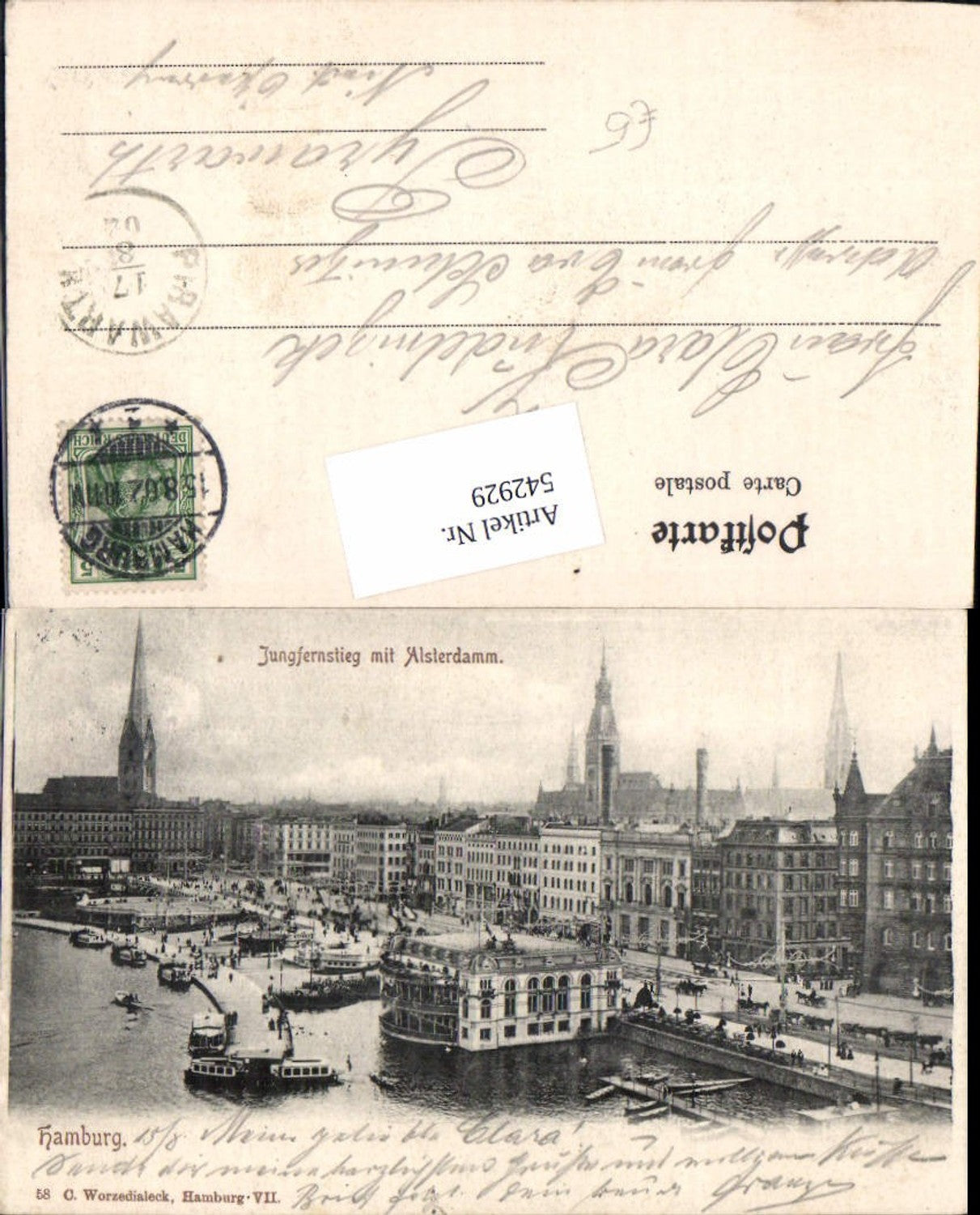 542929,tolle AK Hamburg Jungfernstieg Alsterdamm Hafen
